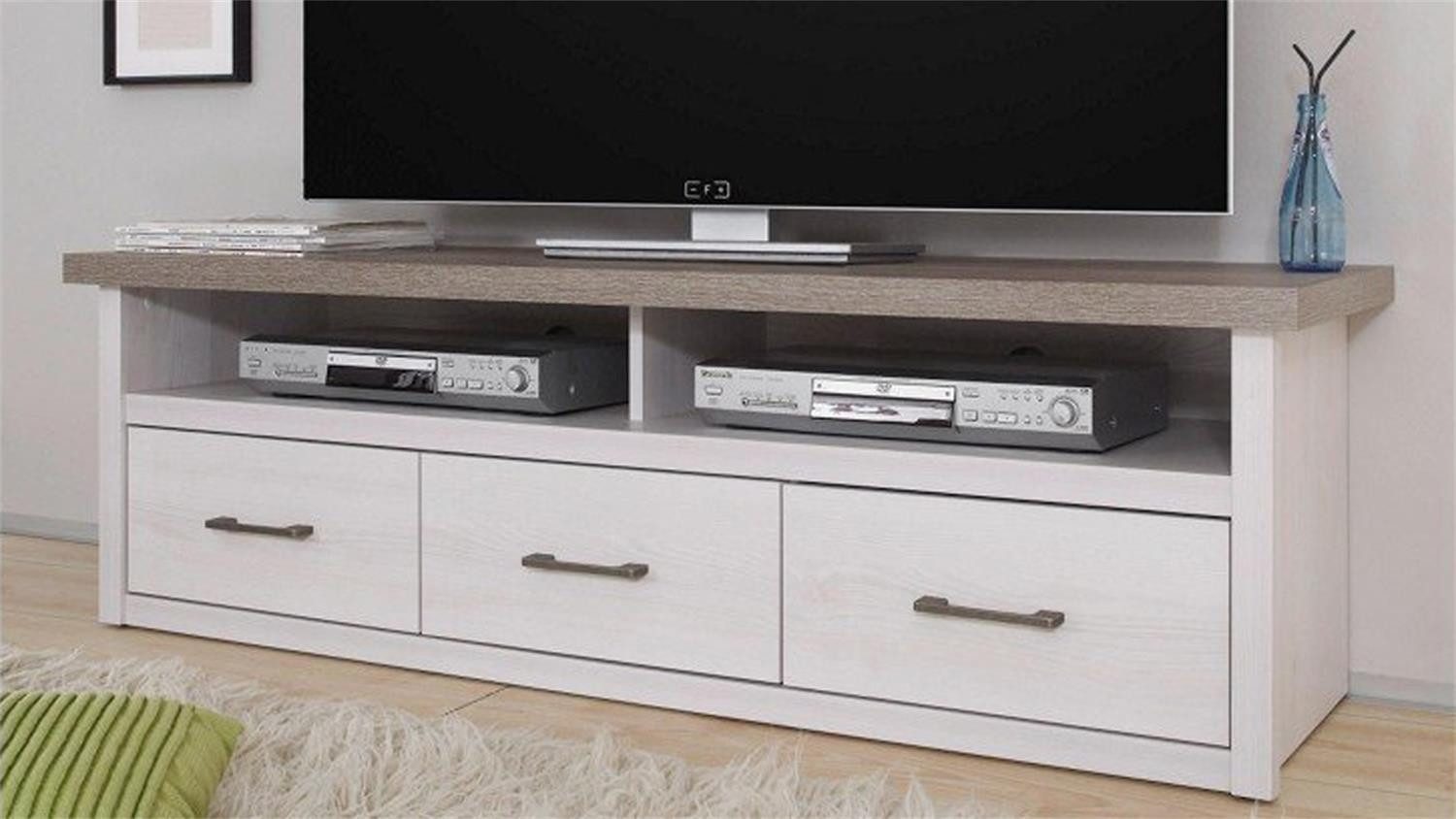 Bega Consult Lowboard TV Board JZ Luca Pinie weiß trüffel2 Fächer, 3 SK B/H/T 148/46/43 cm