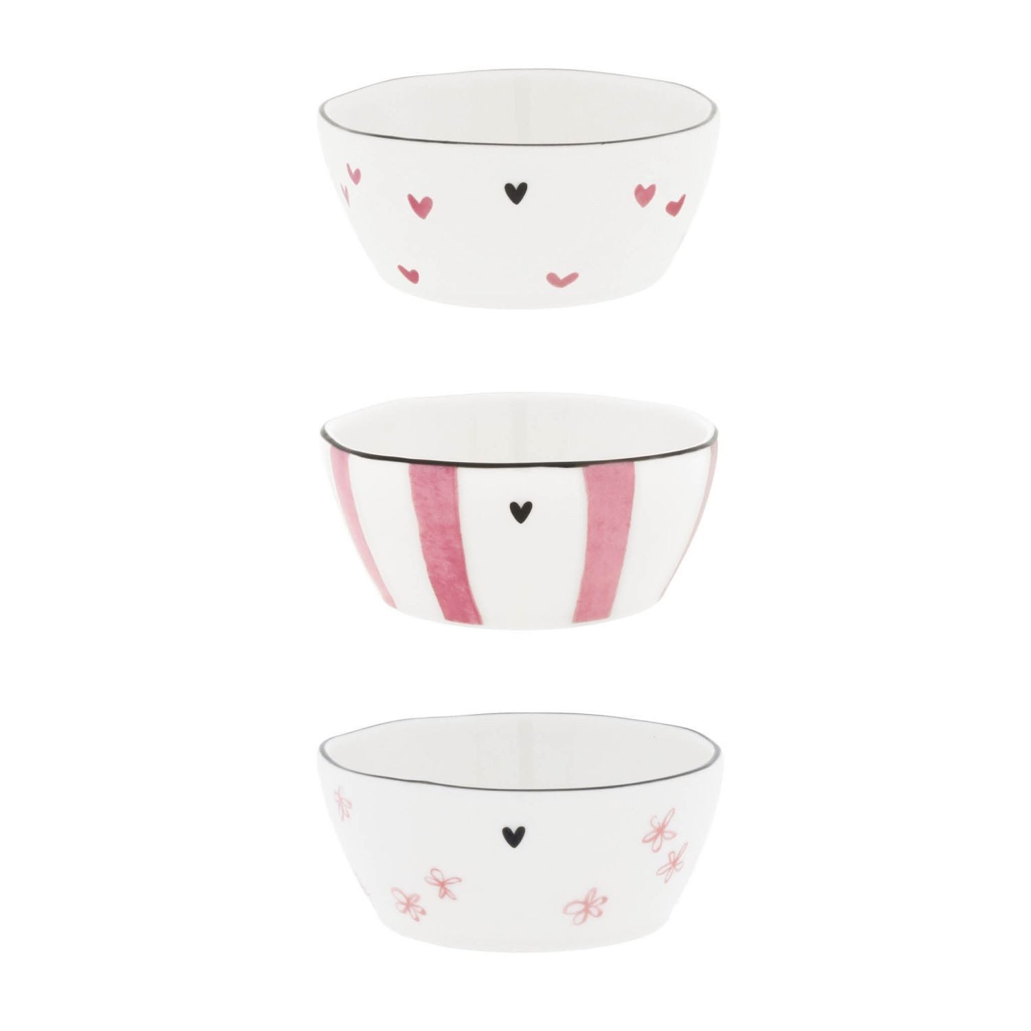 Bastion Collections Snackschale Rose, Keramik, Spülmaschinengeeignet, Weiß, Herz, H: 4cm