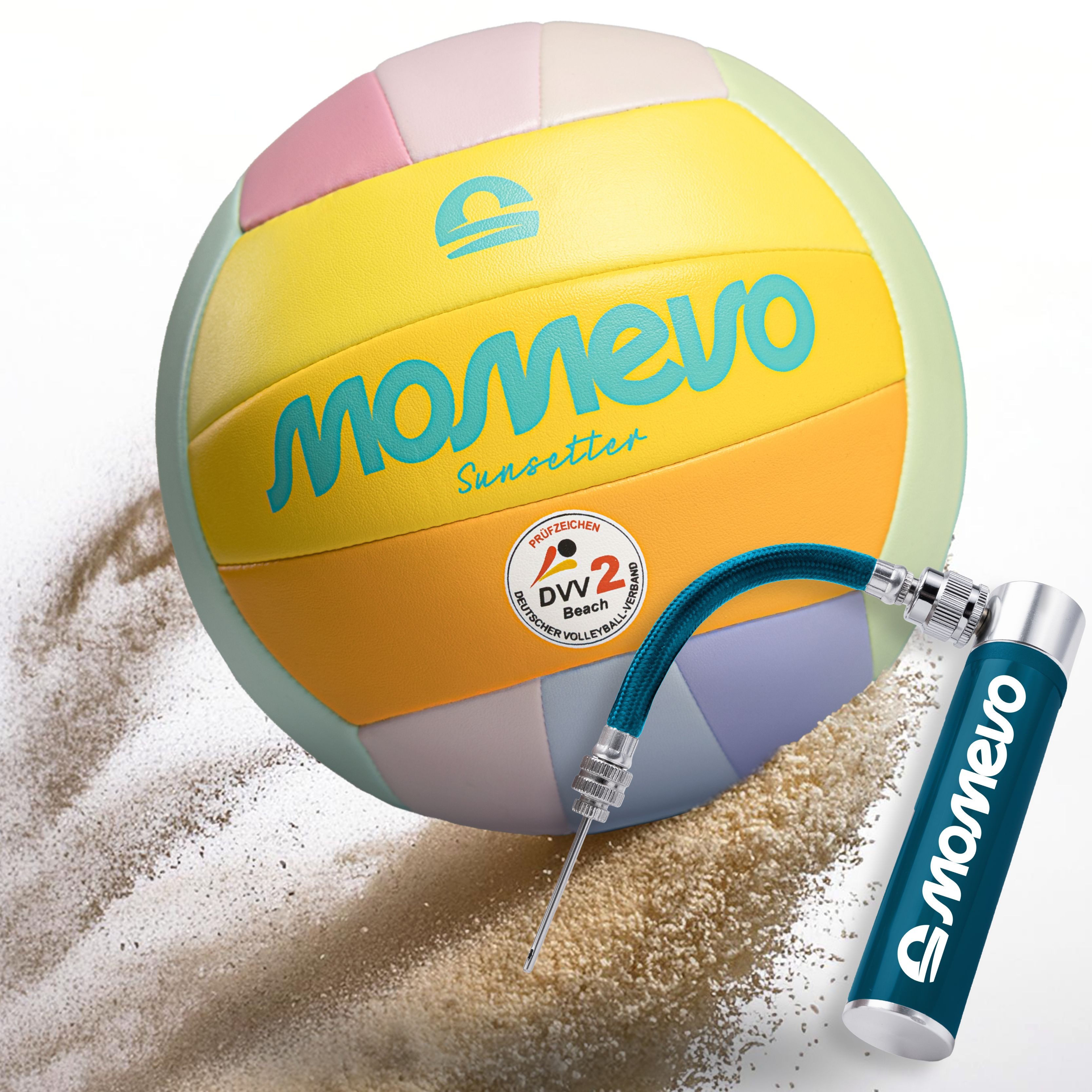 Momevo Beachvolleyball Offizieller Beachvolleyball - DVV zertifiziert, weich und robust, tolle Geschenkidee