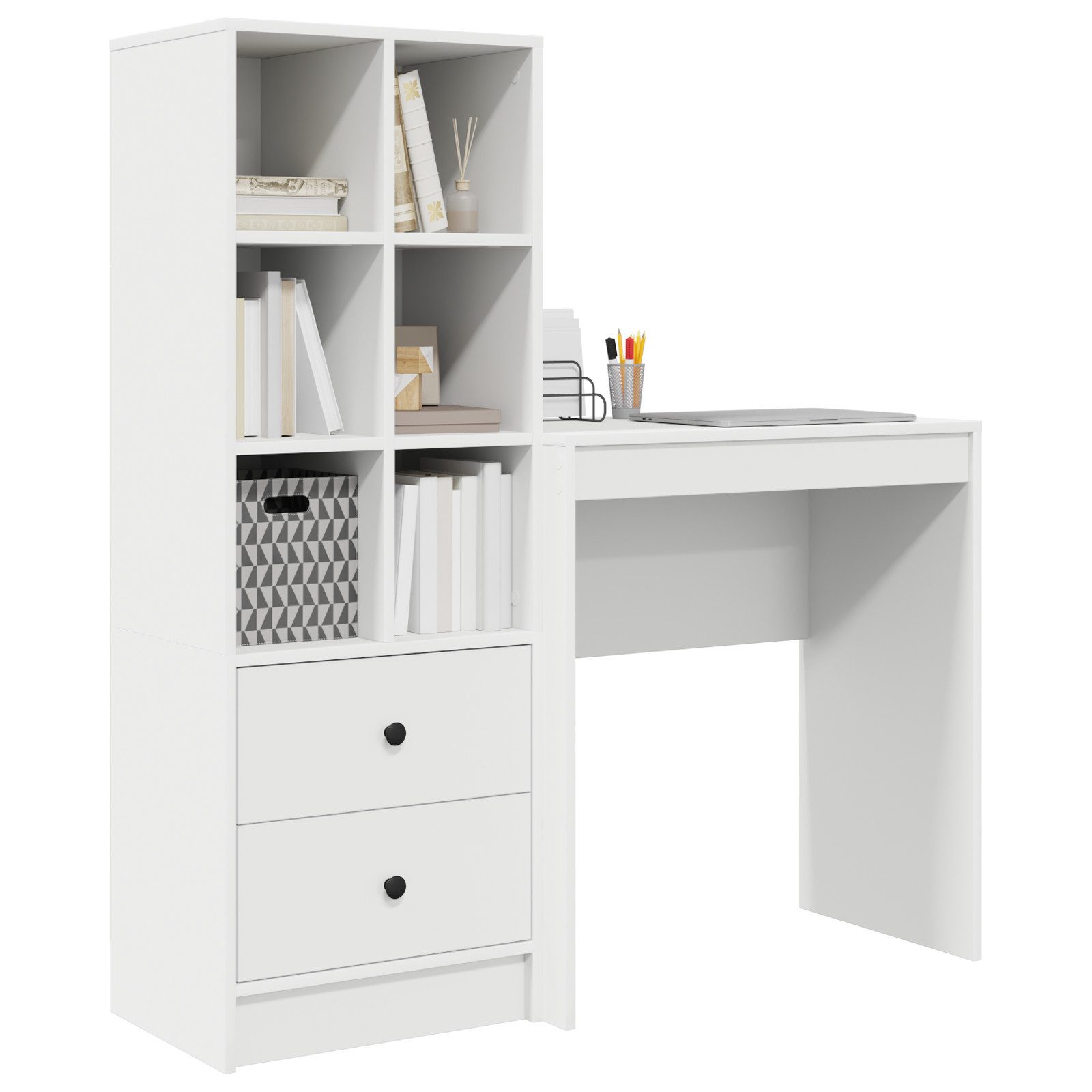 vidaXL Sideboard Schreibtisch mit Stauraum Weiß günstig online kaufen