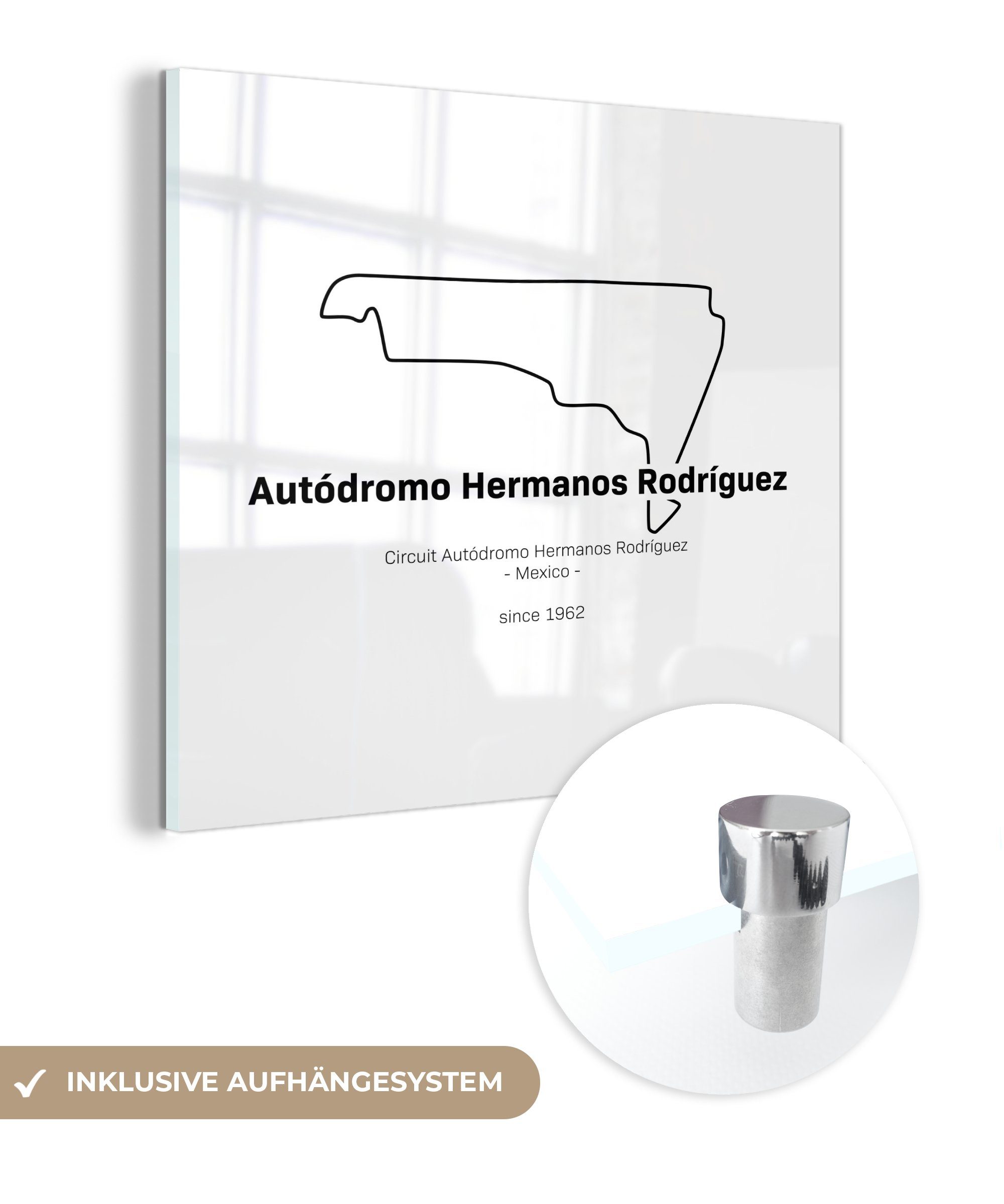 MuchoWow Acrylglasbild Formel 1 - Mexiko - Rennstrecke, (1 St), Glasbilder - Bilder auf Glas Wandbild - Foto auf Glas - Wanddekoration | Bilder