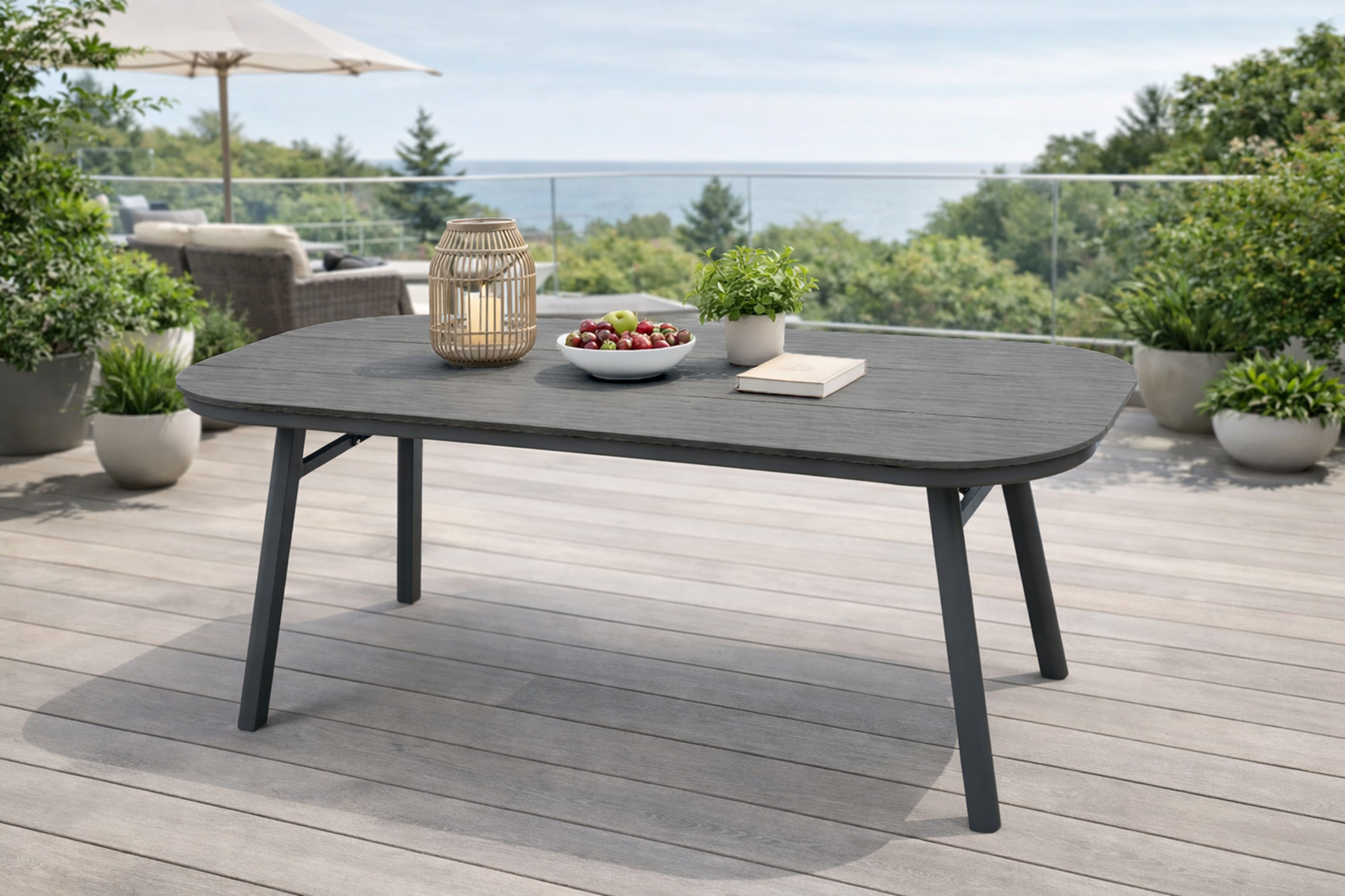 Destiny Esstisch SAN MARINO Tisch, halboval 180x90x74cm, anthrazit
