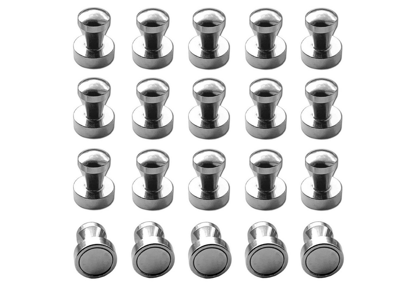HAC24 Magnet Kühlschrankmagnete Pins Set Kegelmagnet Magnetpins Supermagnet (20-St), Edelstahl, Extra starke N52 Ndeodym Magnete
