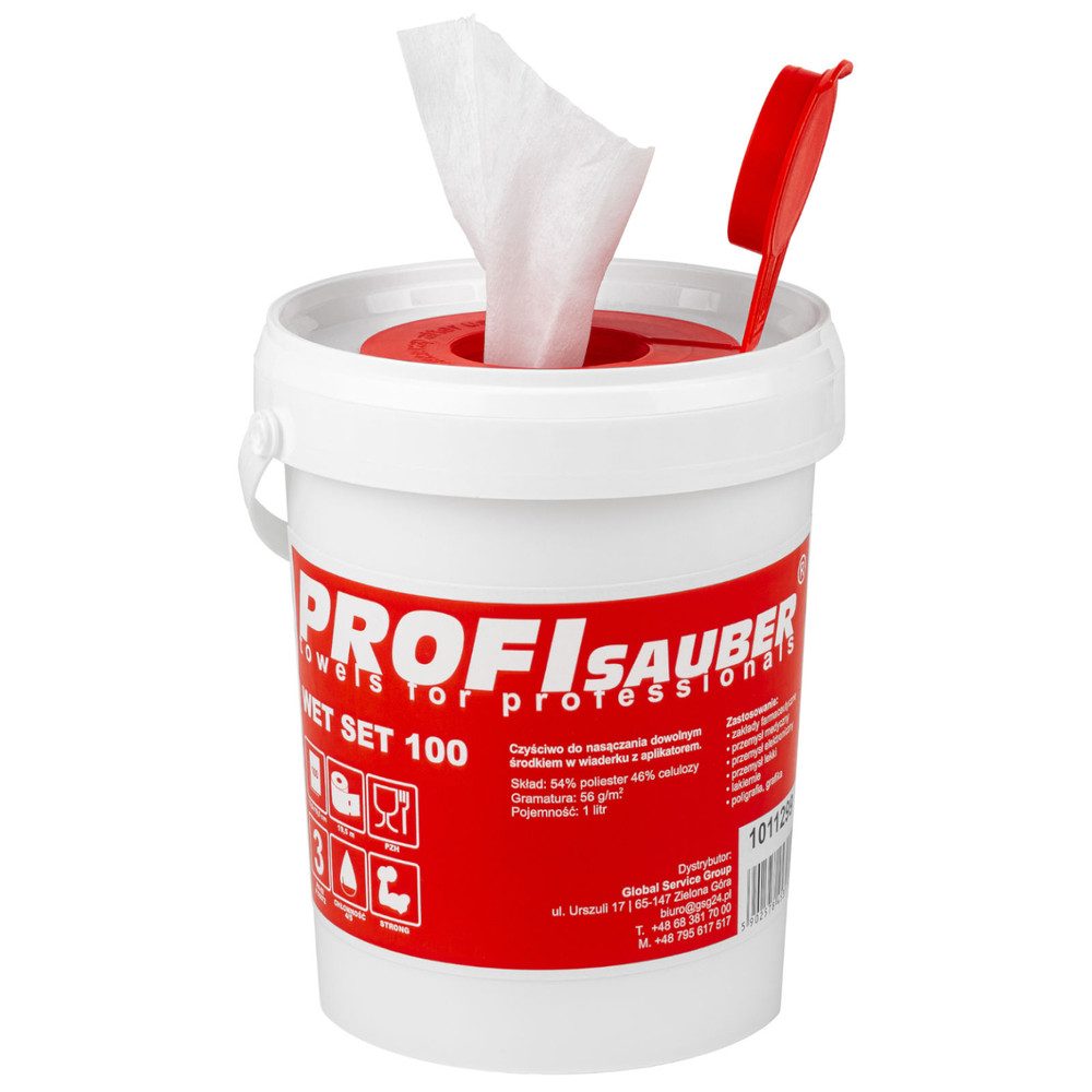 PROFI Putztuchrolle Werkstatttücher Spendereimer Reinigungstücher (Vliesstoff, 13.0x20.0 cm, Spar-Set, 1-tlg., 12,5 x 19,5 cm staubfrei, staubfrei, streifenfrei, saugstark, 100 Blatt)