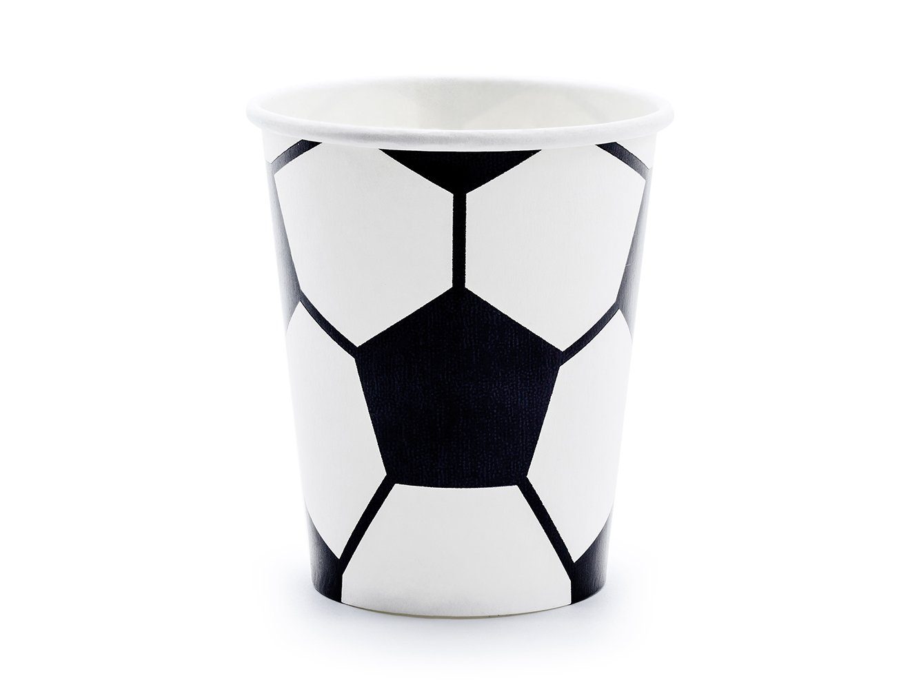 partydeco Одноразовая чашка, Papier, Pappbecher Fußball 220ml schwarz weiß 6er Set