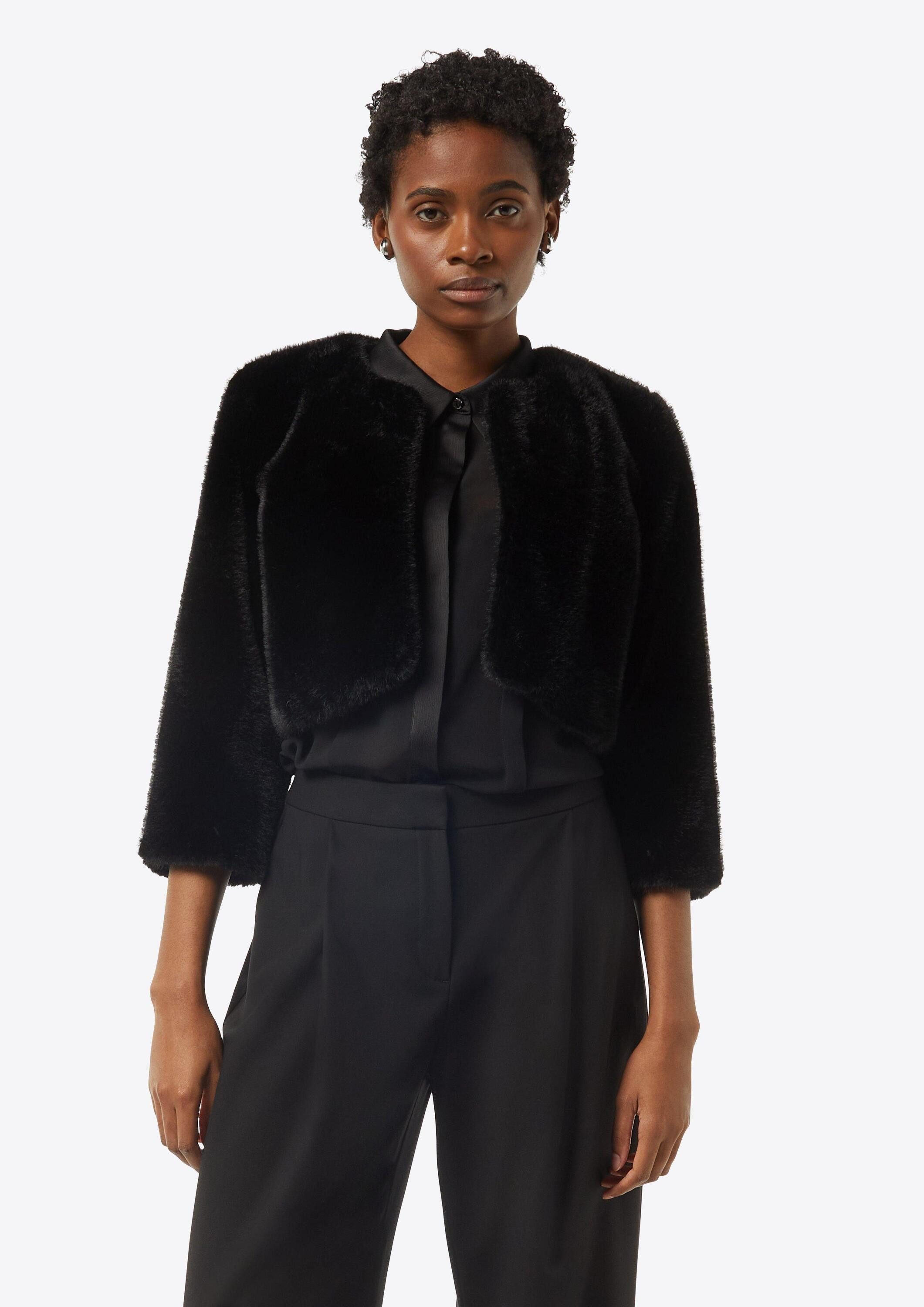 comma Funktionsjacke Outdoor-Jacke Bolero aus weichem Kunstfell