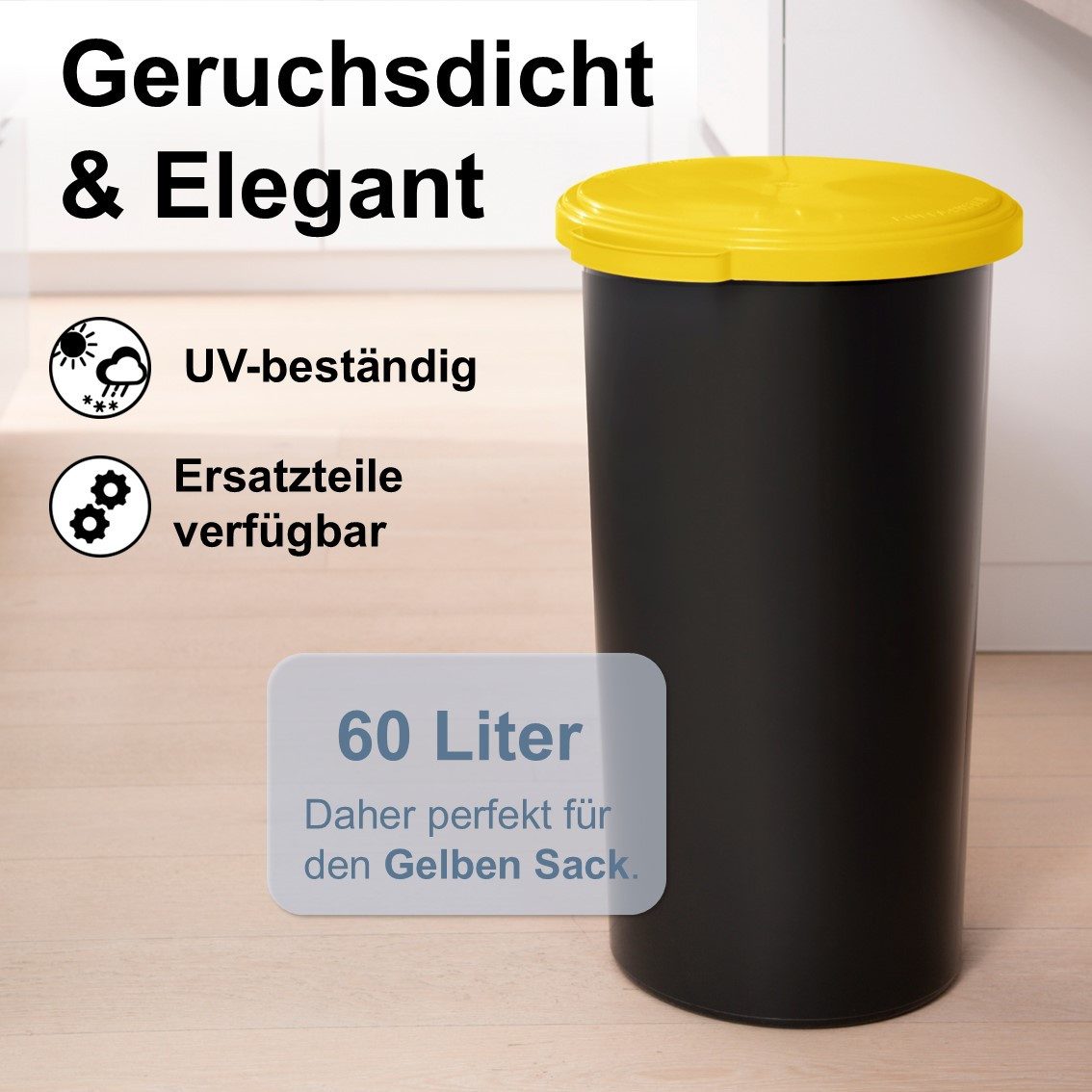 KUEFA Müllsackständer VLC 60L Mülleimer Gelber Sack, inkl. Klemm-Ring, Geruchsdicht – Bild 2 von 5