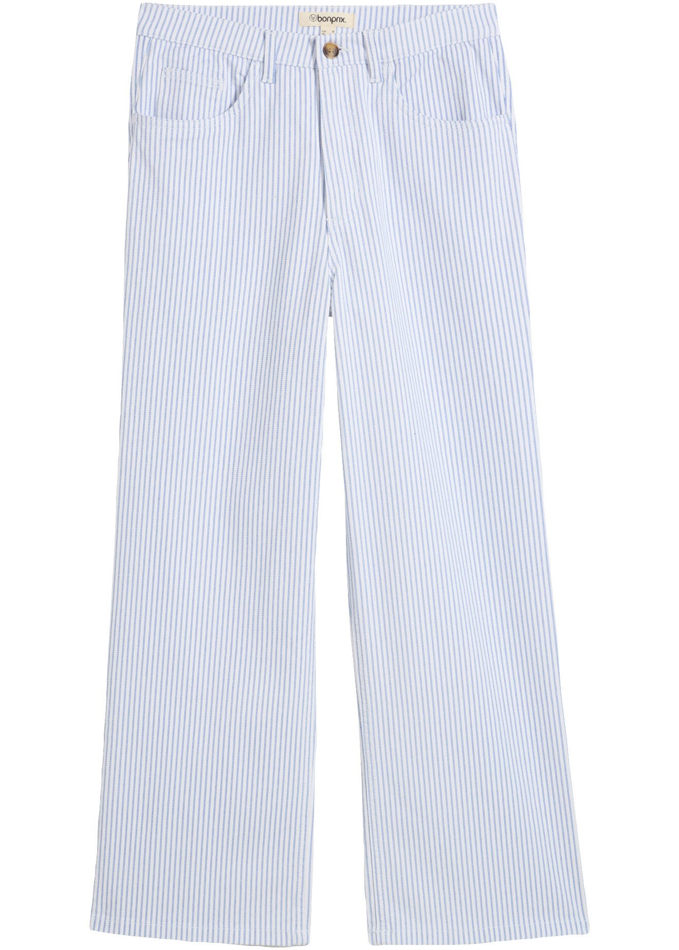 bonprix Weite Jeans lockerer Schnitt, verkürzte Länge, mit Streifen-Design – Bild 4 von 5