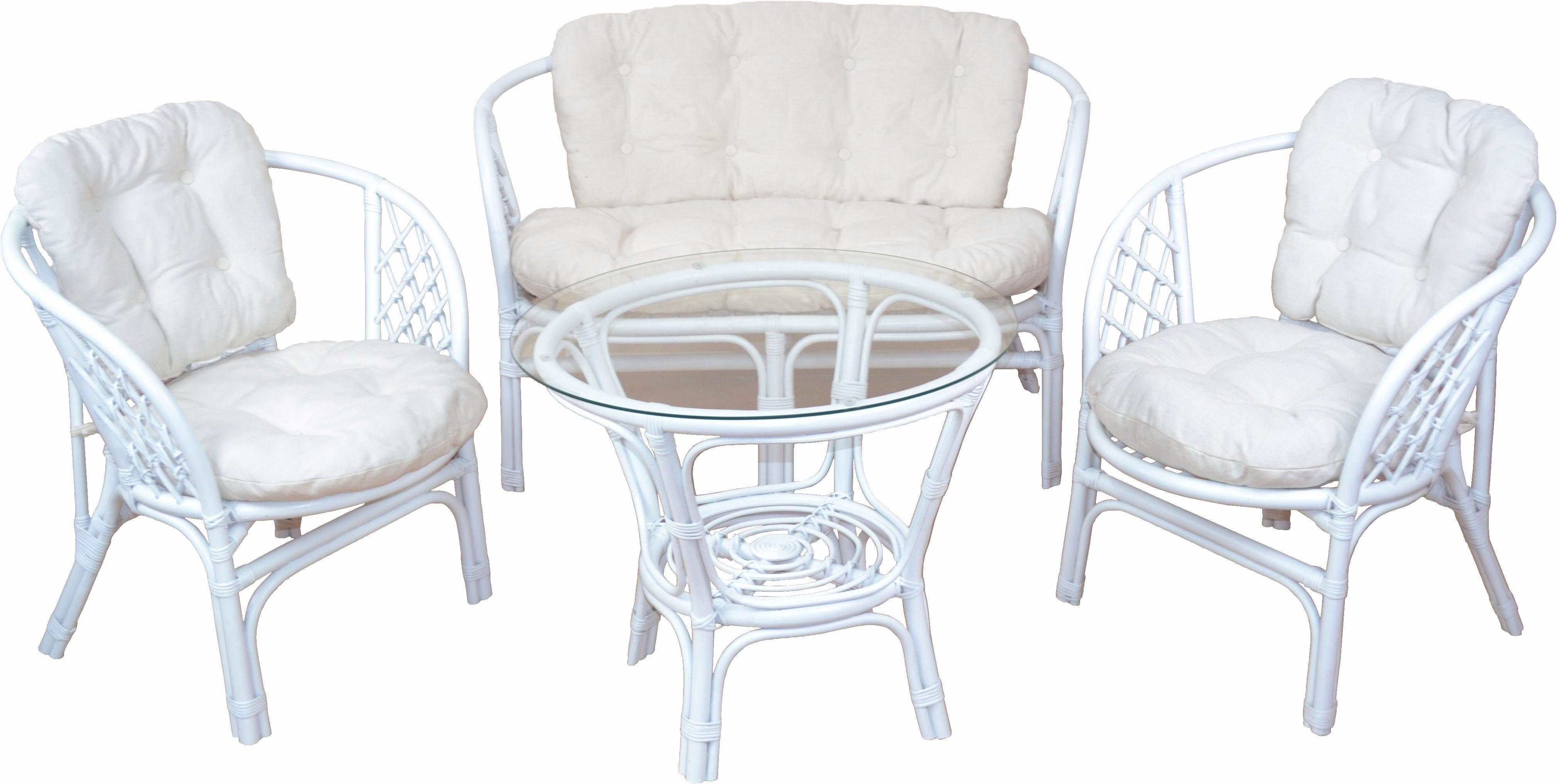 Home affaire Essgruppe, (Set, 4-tlg), aus handgeflochtenem Rattan mit passenden Kissenauflagen