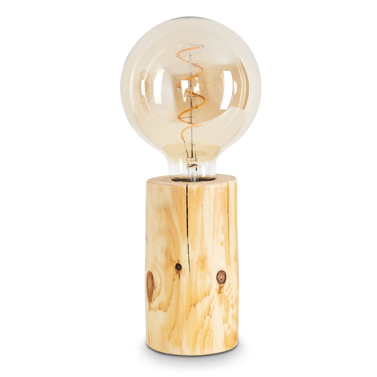 hofstein Tischleuchte »Pontinvrea« moderne Tischlampe aus Holz in Natur/Schwarz, ohne Leuchtmittel, m. An-/ & Ausschalter, Retro/Vintage-Leuchte, E27, m. Lichteffekt