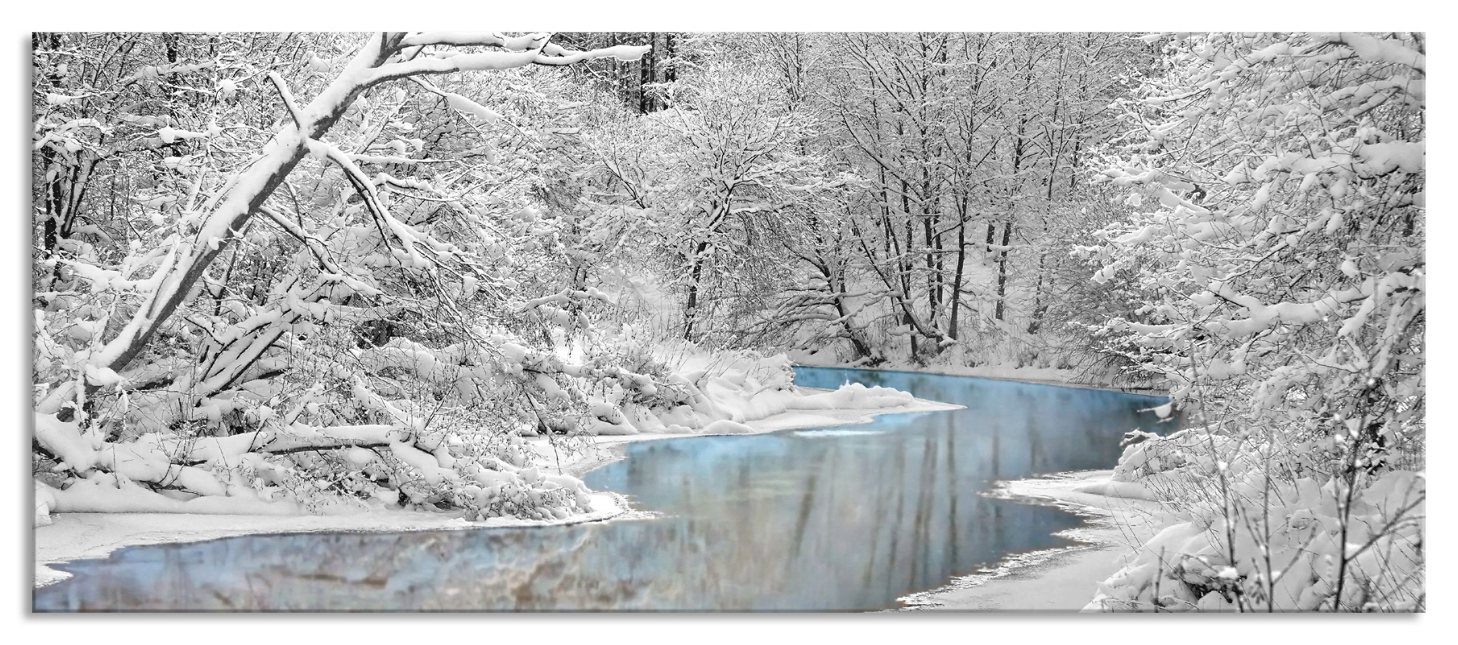 Pixxprint Glasbild Atemberaubende Winterlandschaft, Atemberaubende Winterlandschaft (1 St), Glasbild aus Echtglas, inkl. Aufhängungen und Abstandshalter