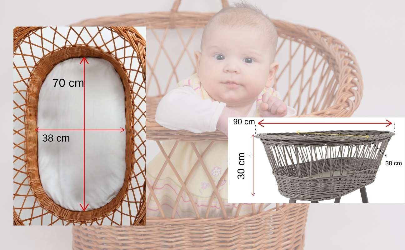 Babymajawelt Babybettwäsche MUSSELIN Ersatz Bett Set (NUR Stoff Ausstattung) ohne Stubenwagen, Musselin, 4 teilig, Made in EU, Besonders weich, Reine Baumwolle, Ohne Himmel