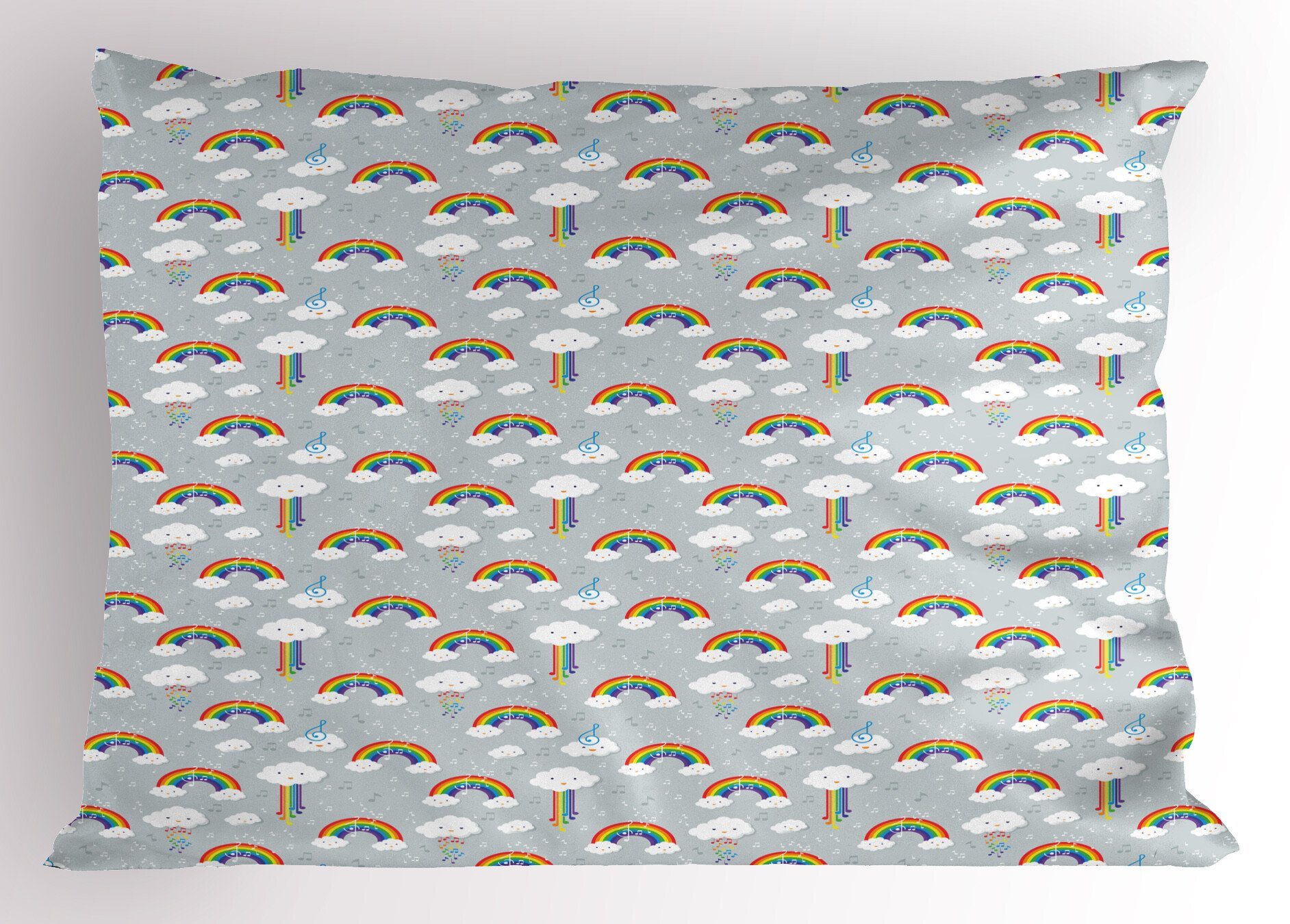 Kissenbezüge Dekorativer Standard King Size Gedruckter Kissenbezug, Abakuhaus (1 Stück), Karikatur-Baby Regenbogen Wolken Zusammensetzung