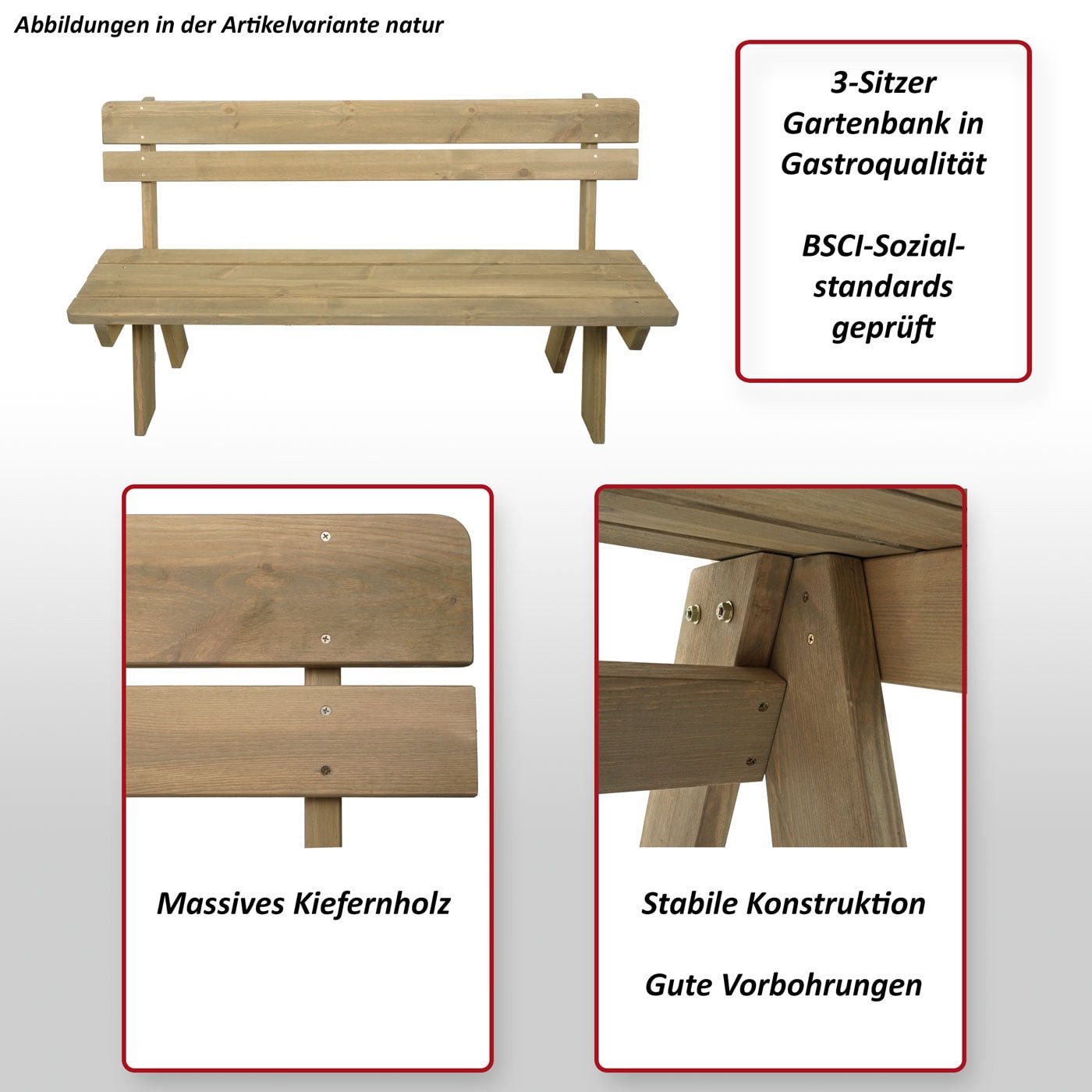 MCW Gartenbank MCW-L66, Gastroqualität (2,8 cm dick, 20 kg)