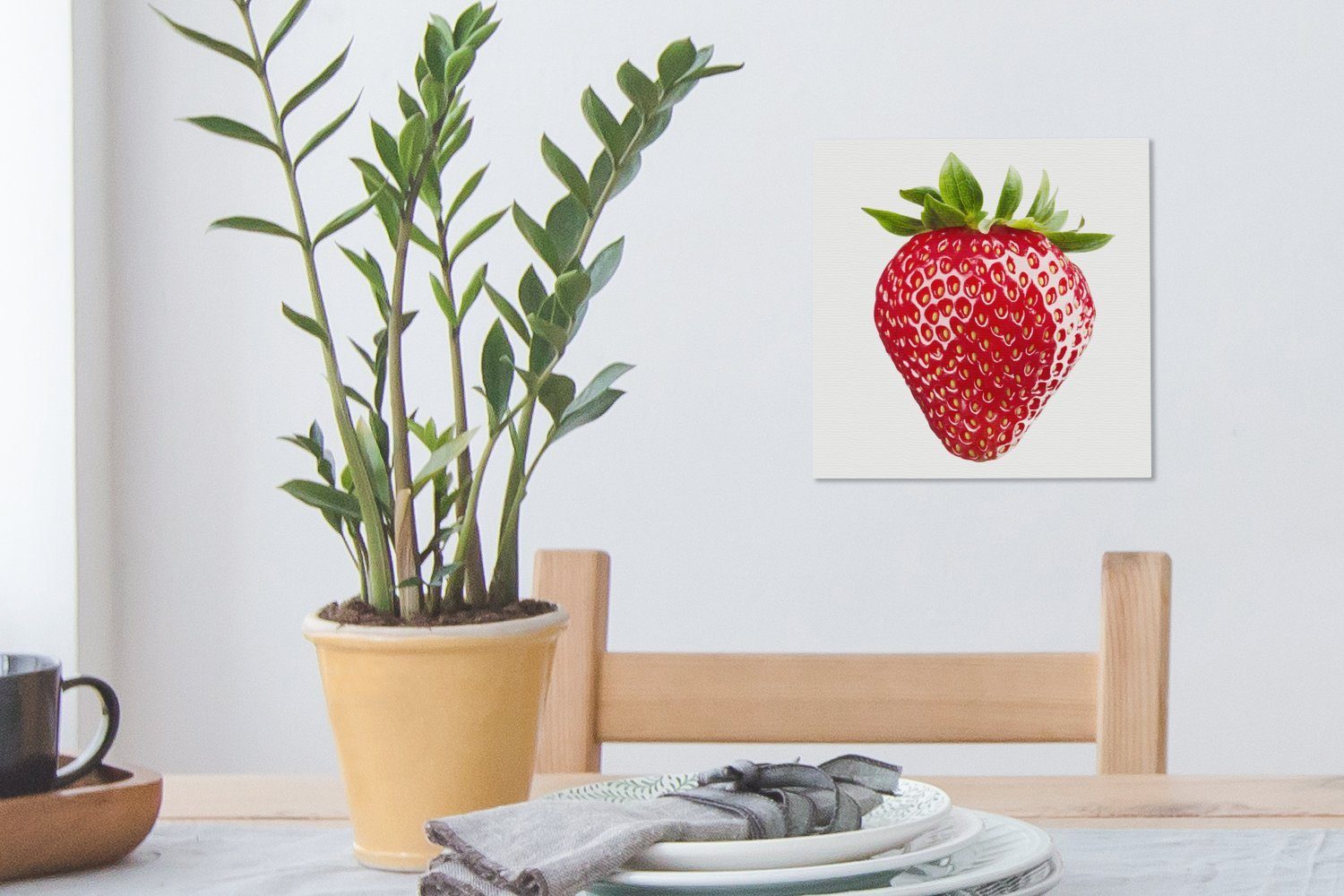 - St), - Erdbeere für (1 Obst Leinwandbild Wohnzimmer Schlafzimmer Weiß, Bilder OneMillionCanvasses® Leinwand