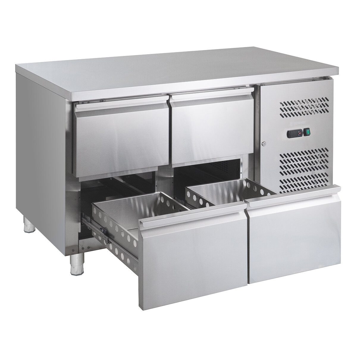 GastroHero Dönergrill Kühltisch Edelstahl GN 1/1 mit 4 Schubladen, 275 W