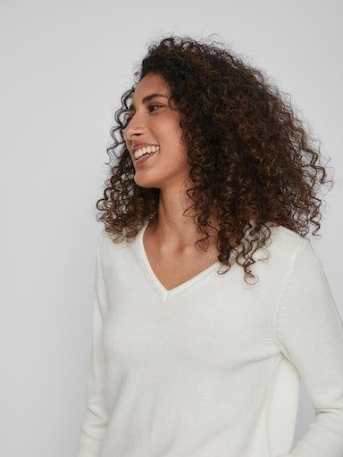 Vila V-Ausschnitt-Pullover VIRIL V-NECK L/S KNIT TOP - NOOS Materialmix, regular fit