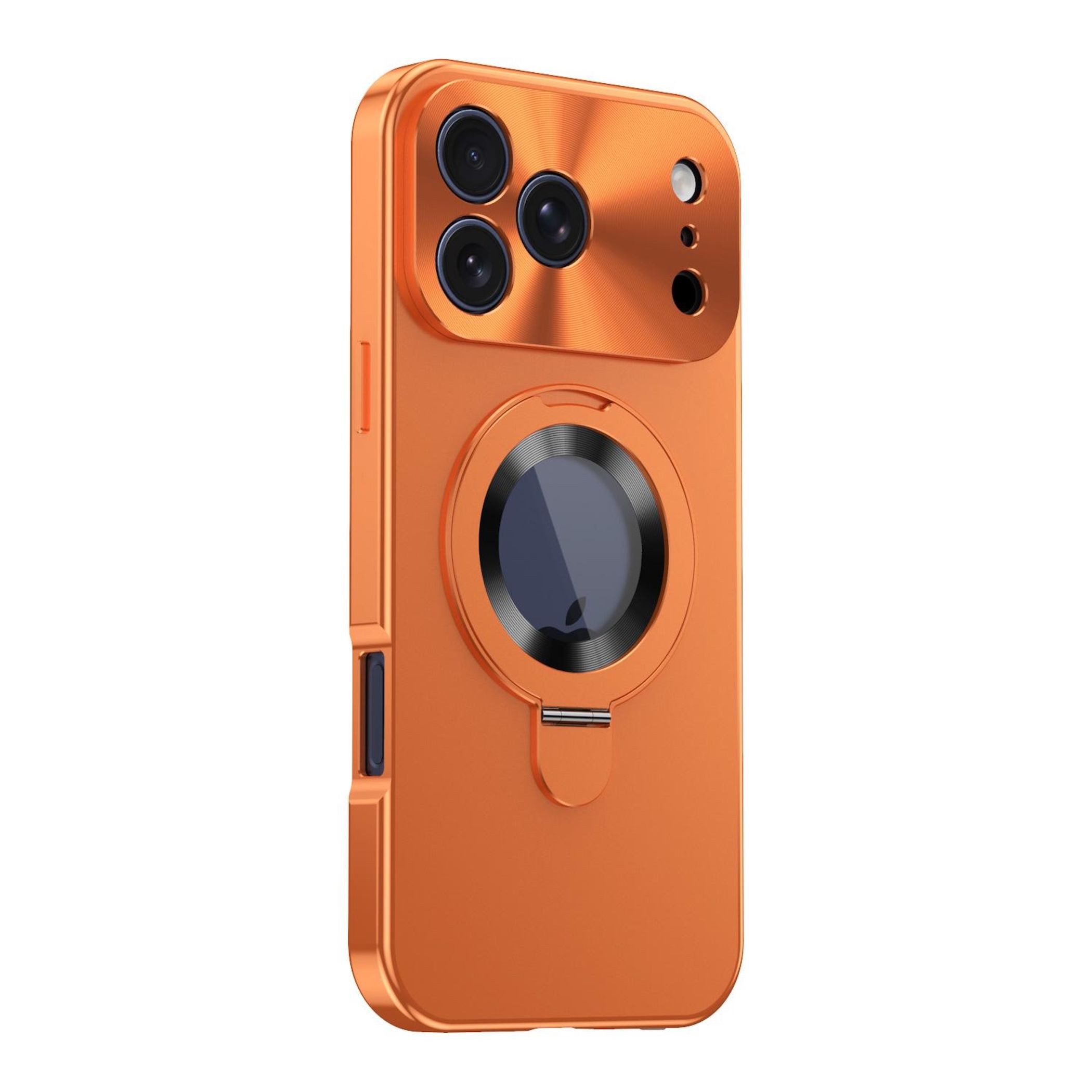 Wigento Handyhülle Für Apple iPhone 17 Pro Max Privacy Metall MagSafe Halter Hülle Orange, MagSafe-kompatibel, Privacy-Front, Haltering
