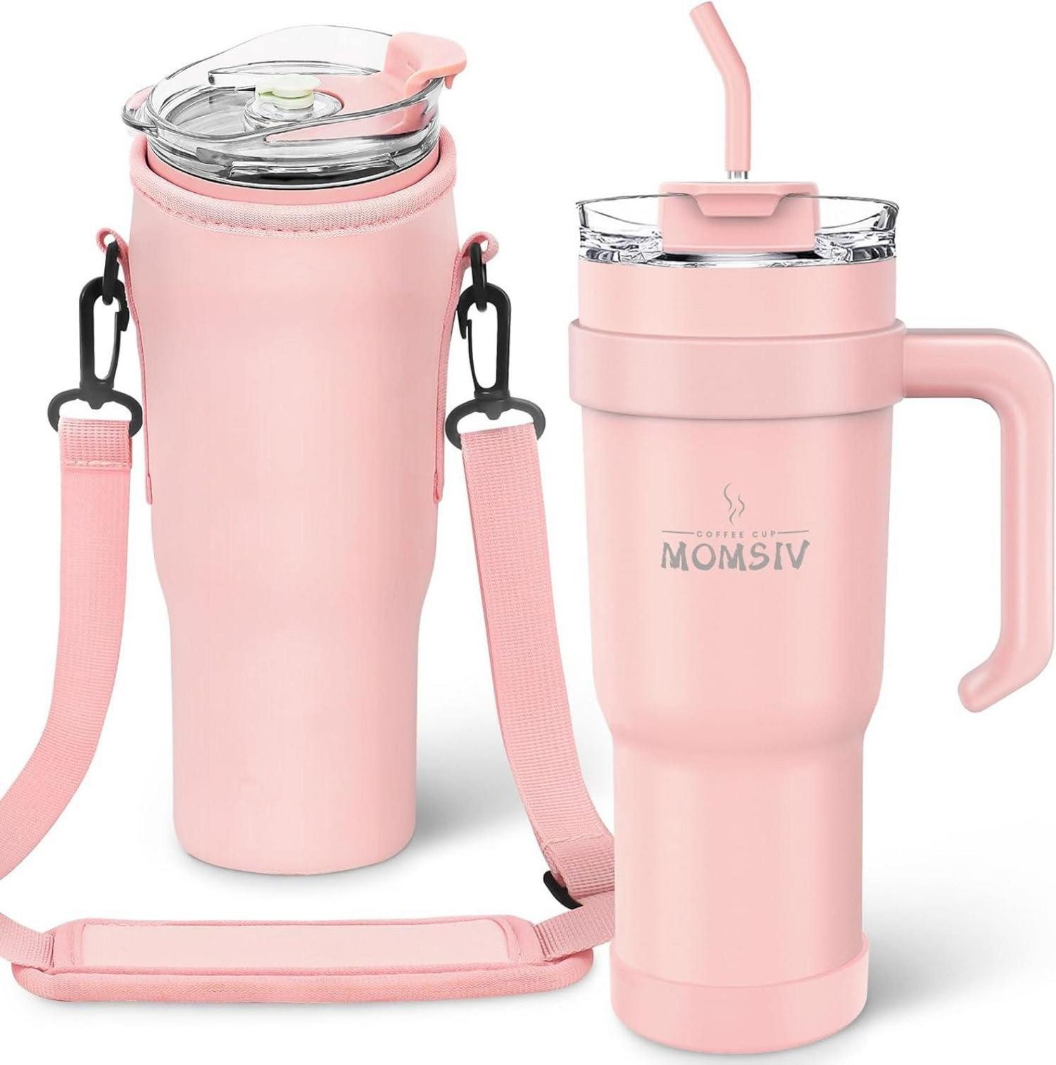 LuxusKollektion Thermobecher Thermobecher 40oz mit Griff und Strohhalm, doppelwandiger Edelstahl