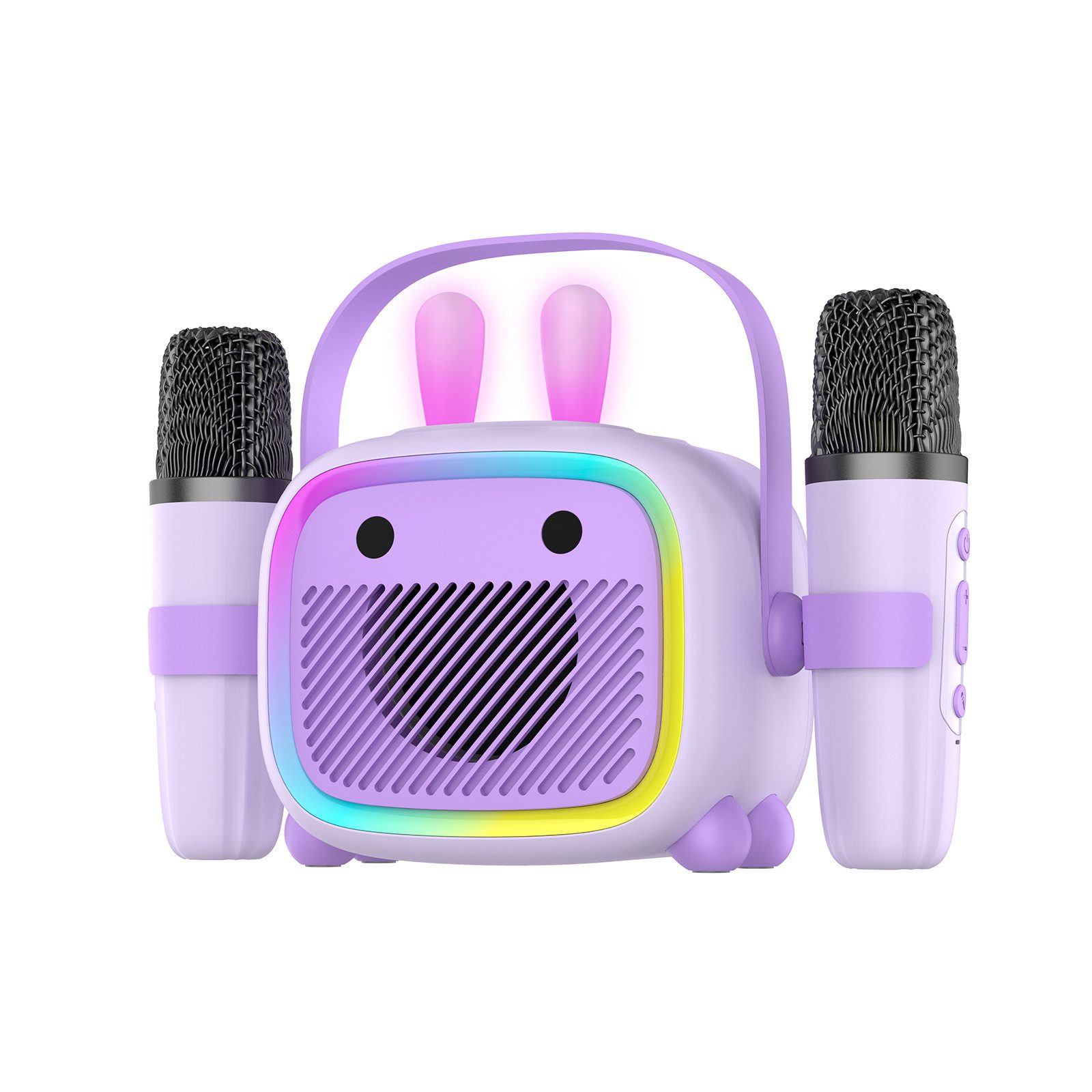 BBG Karaoke-Set für Kinder mit kabellosem Mikrofon & lustigem Design Karaoke-Maschine (5 W, Tragbarer Bluetooth-Lautsprecher mit Lichtshow und Stimmverzerrer)