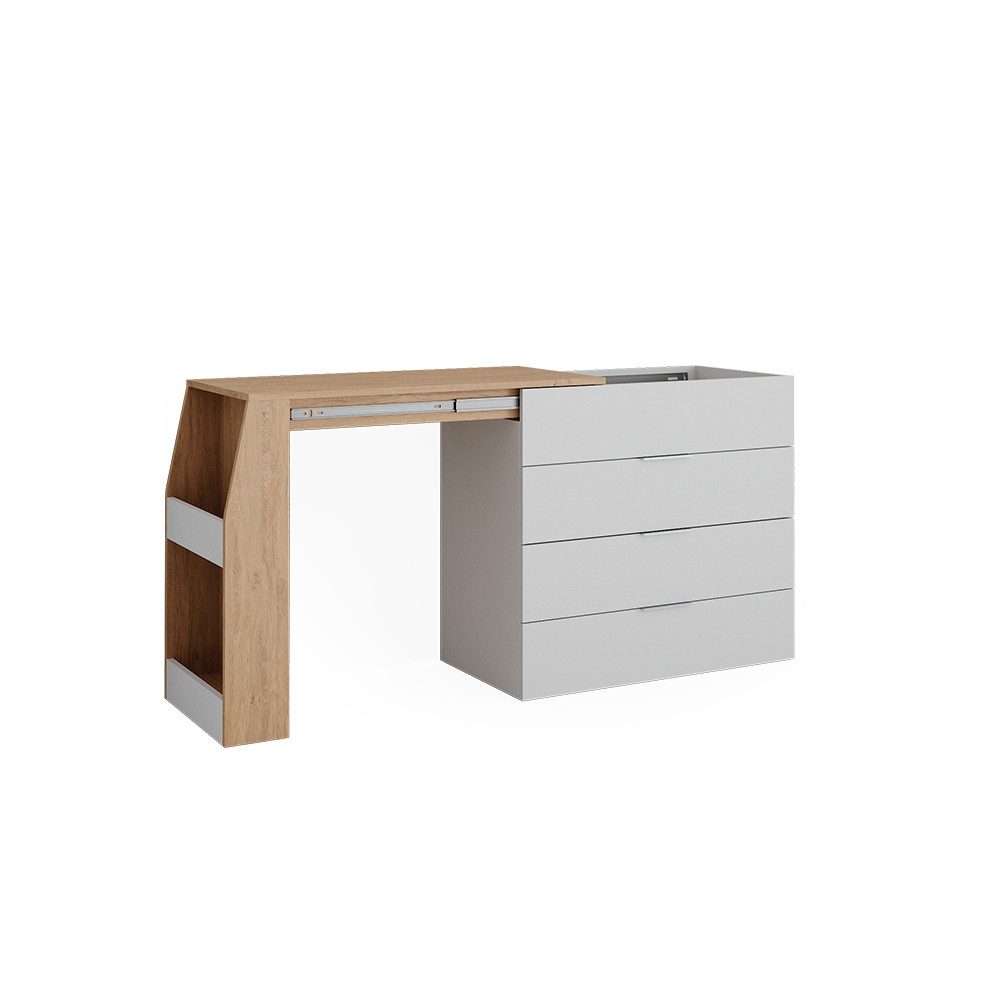 Vicco Schreibtisch Iva, Weiß, 95.5 x 80 cm ausklappbar, 4 Schubladen (1-St) günstig online kaufen