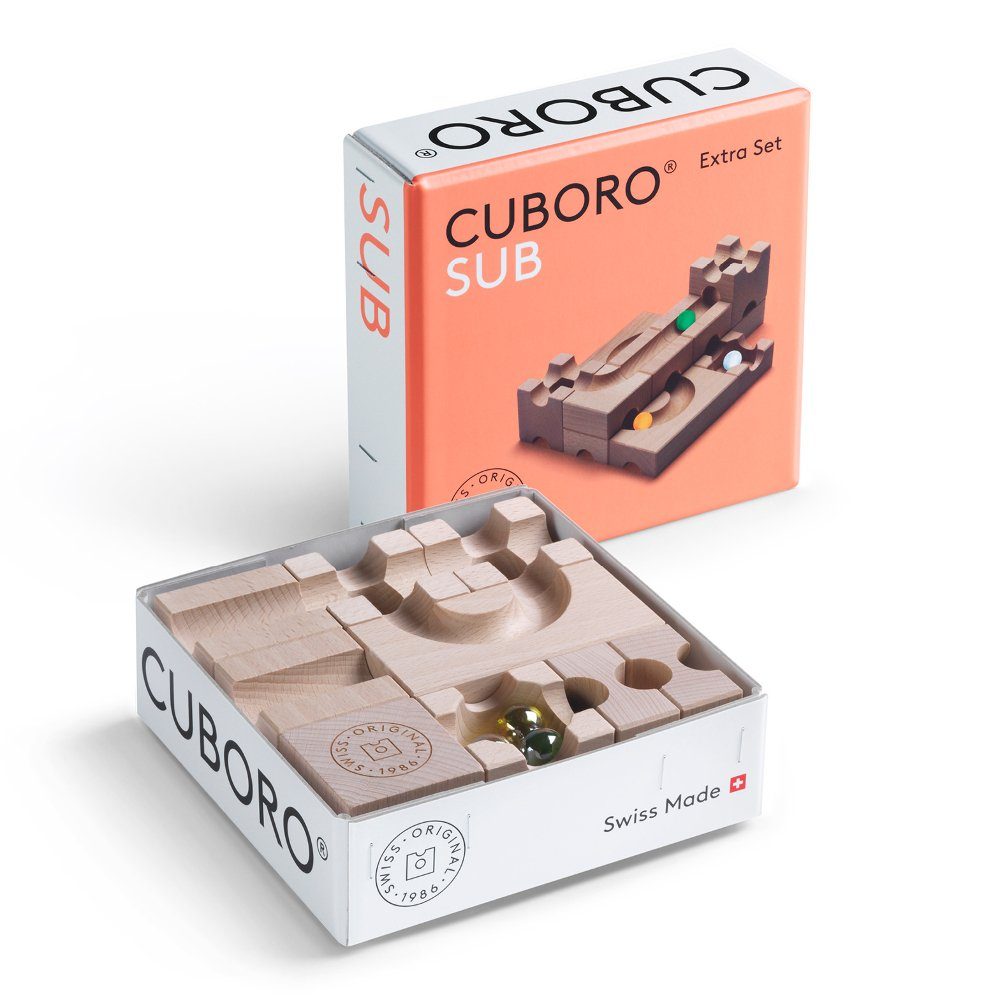 Cuboro Kugelbahn SUB - das Extra Set für clevere Unterführungen, Zusatzkasten mit 12 Bauelementen