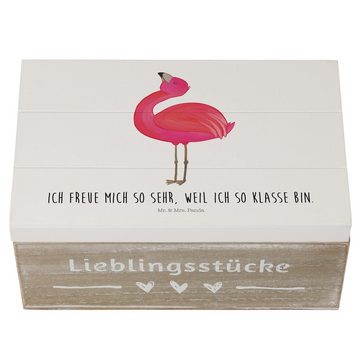 Mr. & Mrs. Panda Dekokiste Flamingo stolz - Weiß - Geschenk, Schwester, Mama, Selbstliebe, Erinn (1 St)