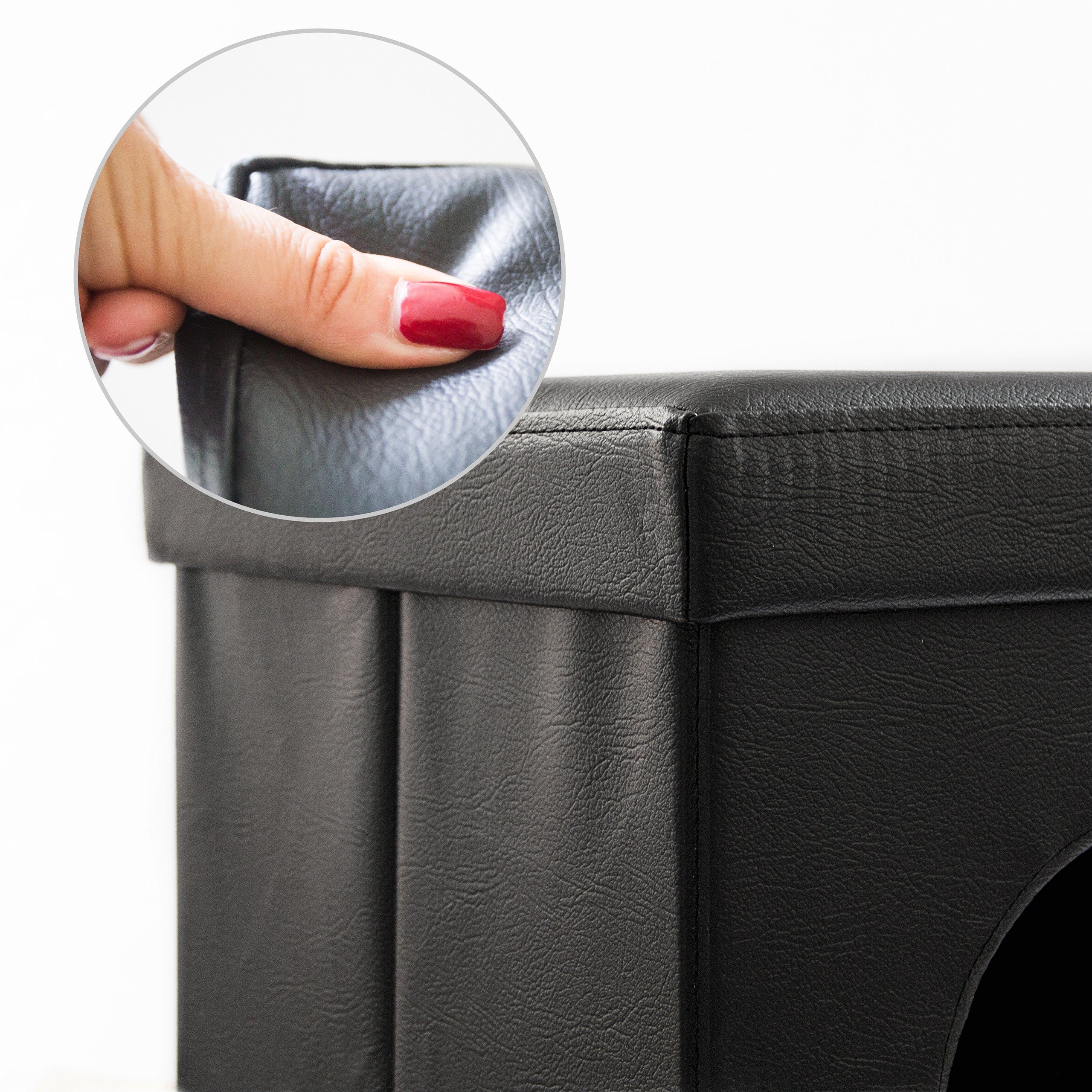 relaxdays Indoorhütte Hundebox Sitzhocker, schwarz