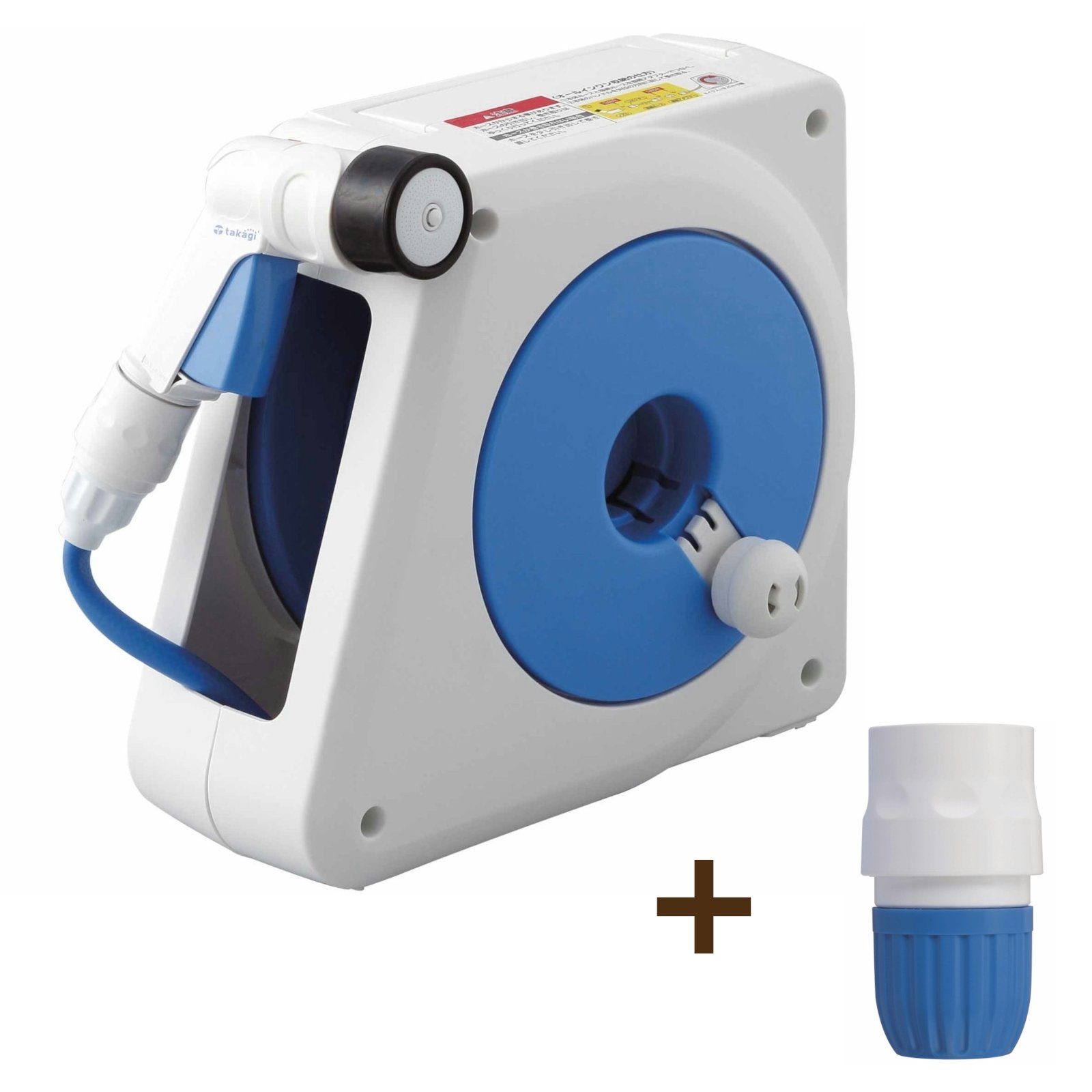 takagi Schlauchtrommel Kompakte Schlauchtrommel 10 m inkl. Schlauchstück 13 mm, (Set inkl. Schlauchstück 13 mm), kompatibel mit allen gängigen Systemen