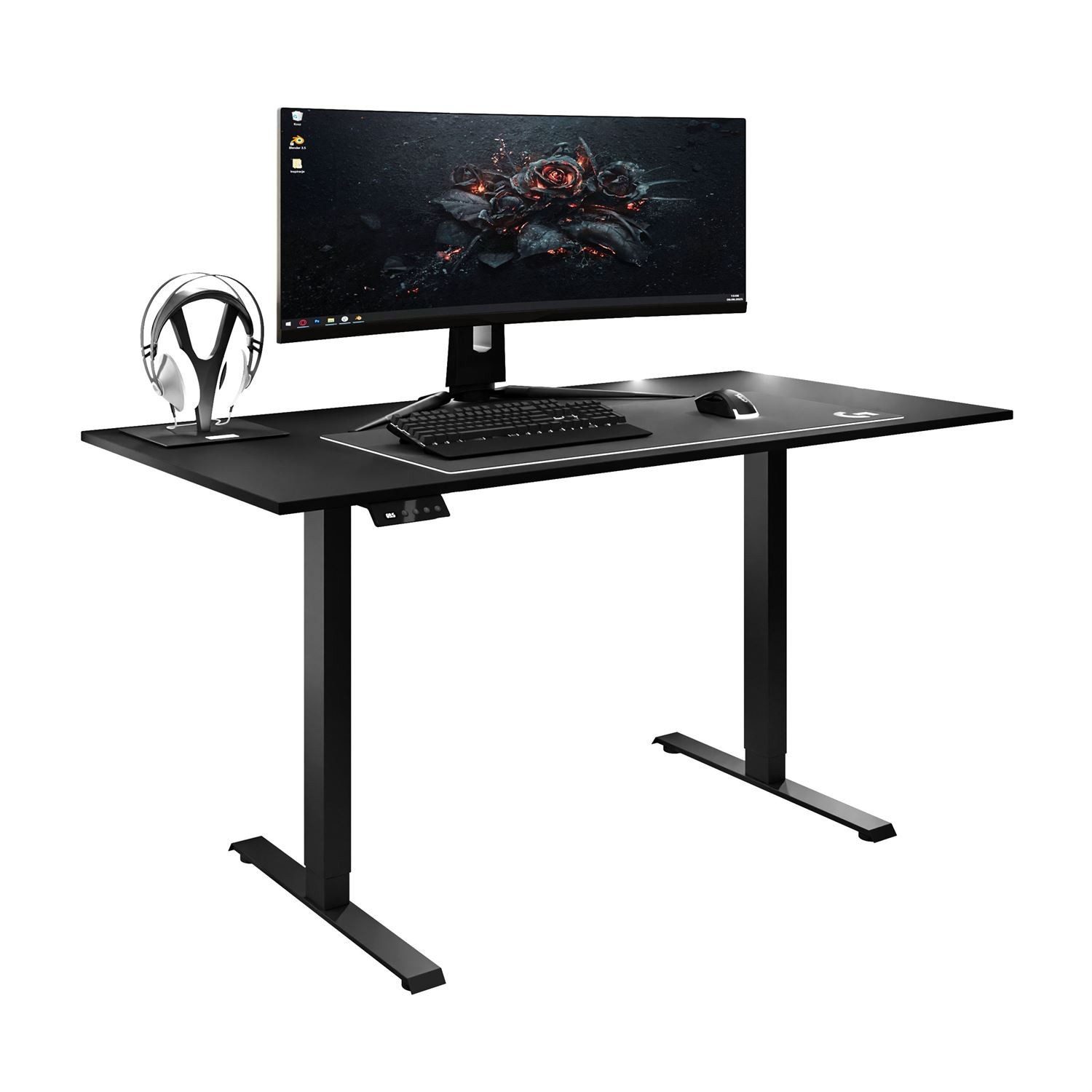 Lookway Schreibtisch Verstellbarer SPACE GAMING mit Metallbeinen, Breite 140 cm