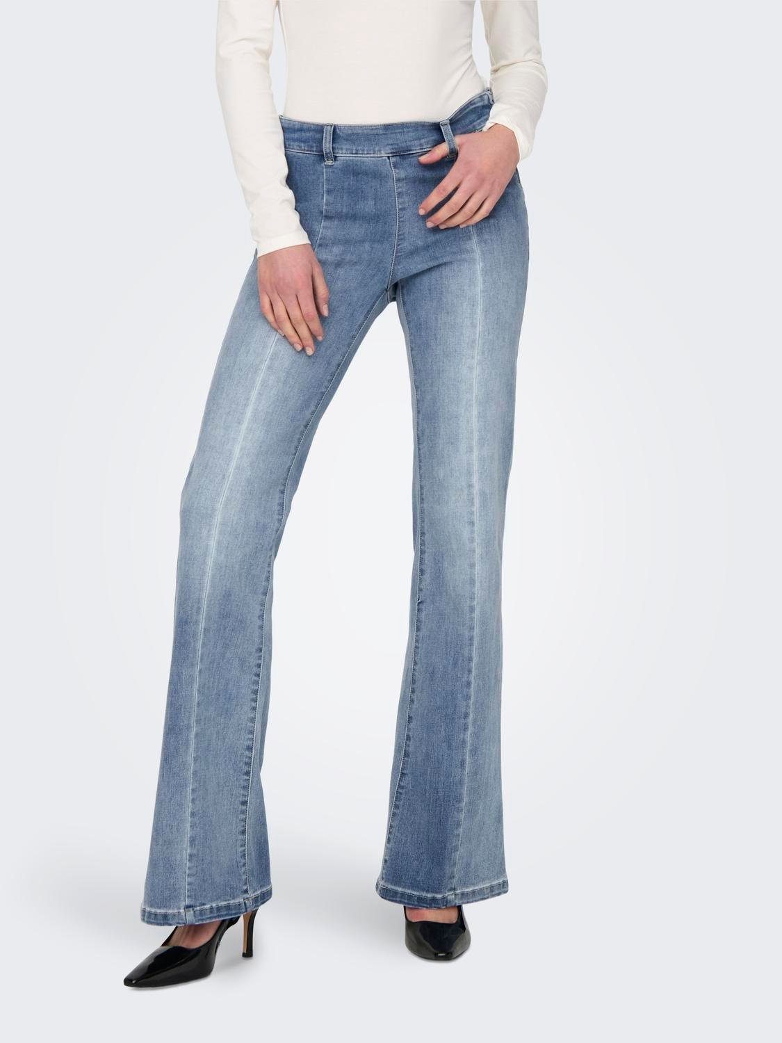 ONLY Bootcut-Jeans ONLWAUW MID FLARED ZIP CUT DNM