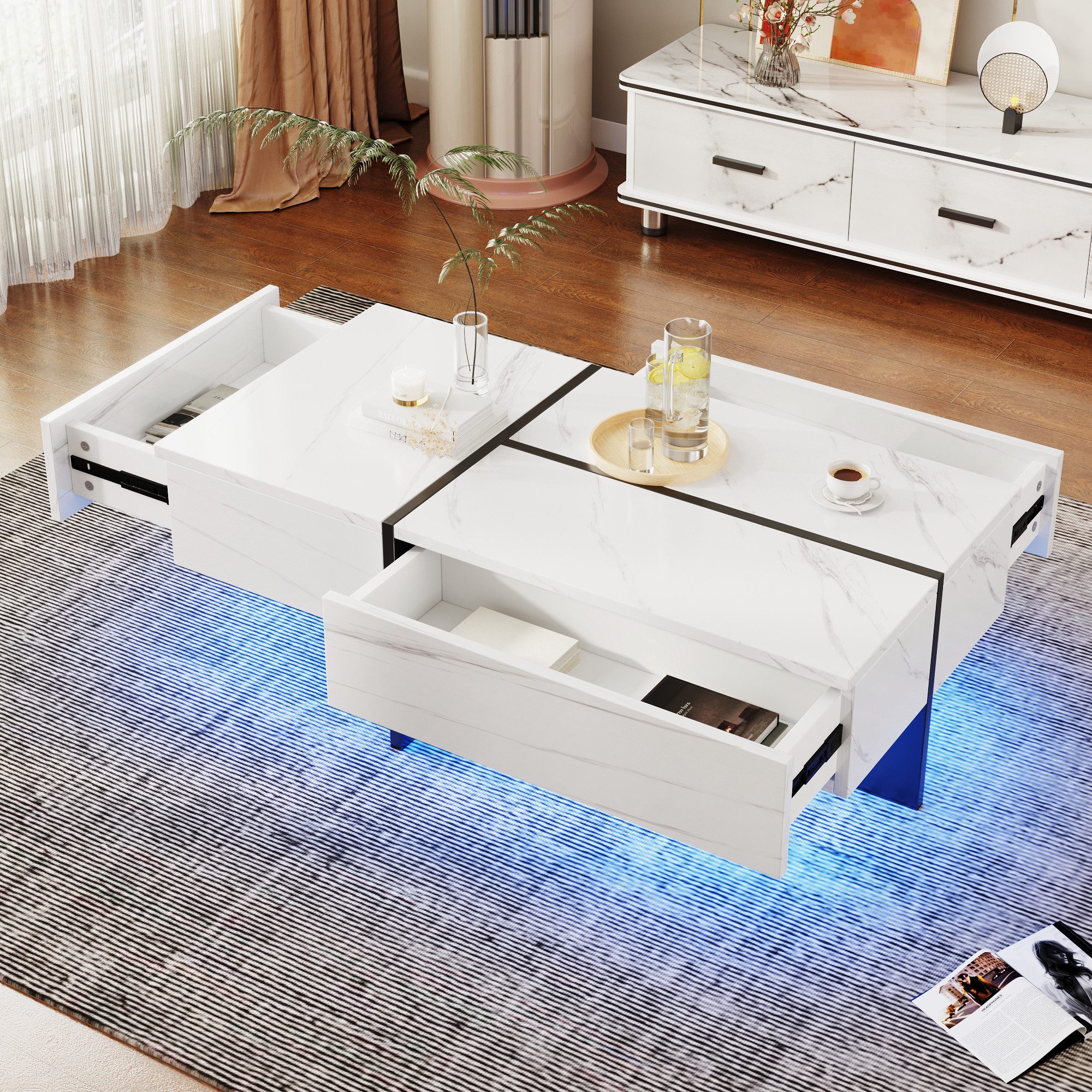 Refined Living Couchtisch Hochglänzender Kaffeetisch Rechteckiger günstig online kaufen