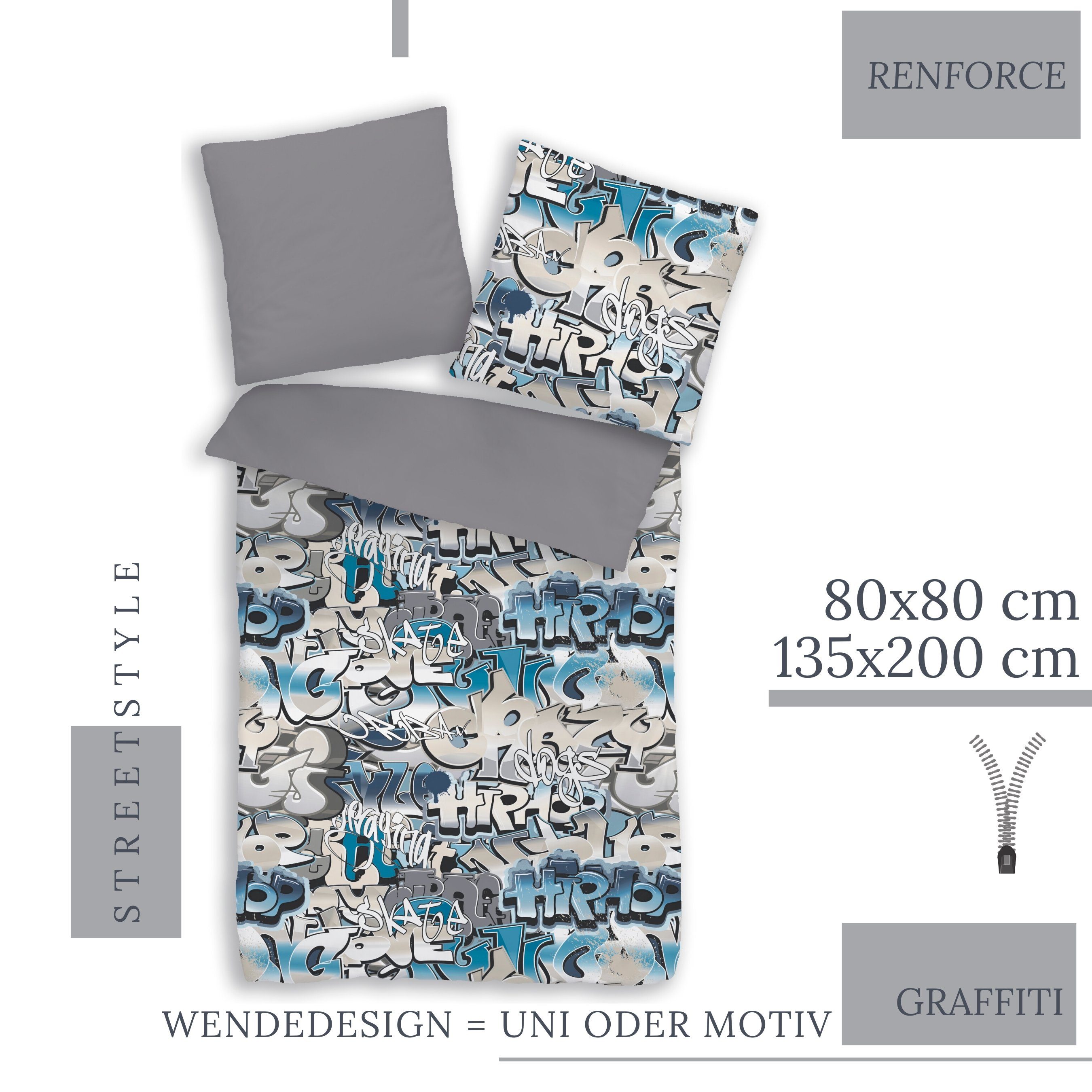 MTOnlinehandel Bettwäsche Graffiti 100 % Baumwolle, Renforcé, 2 teilig, mod günstig online kaufen