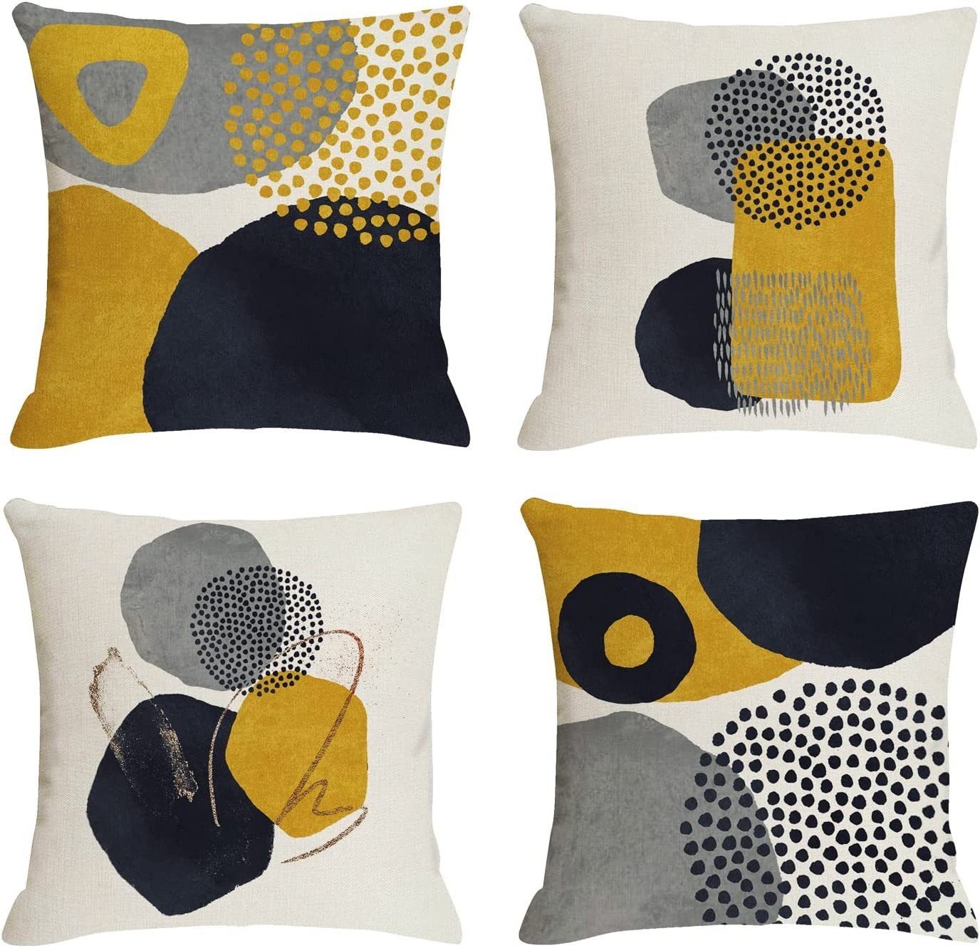 FOUORTUNATE-BEE Kissenbezüge 4er Set Kissenbezüge mit geometrischem Muster für Sofa und Zuhause, Geometrische Kissenhüllen 4er Set für Sofa Bett Schlafzimmer und Deko