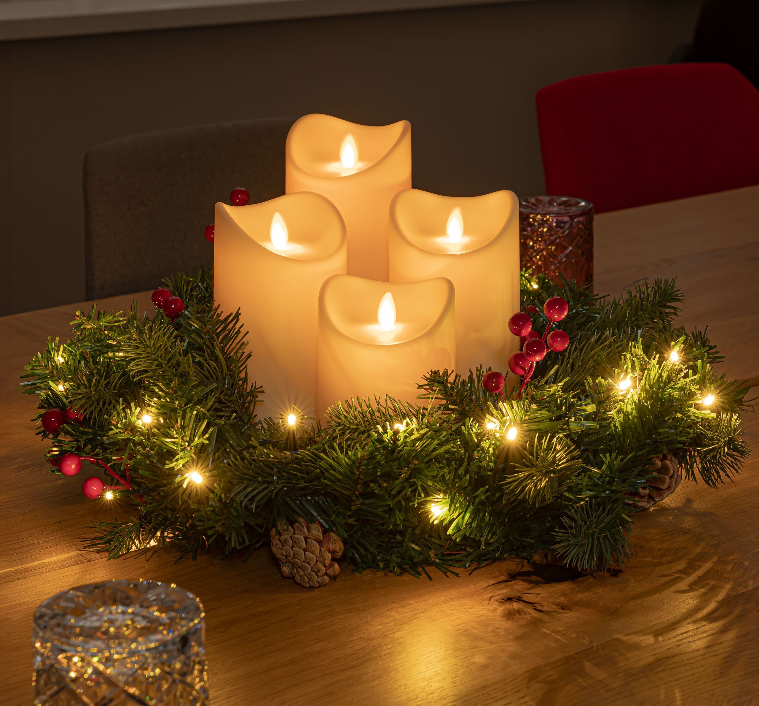 BONETTI Adventskranz Künstlicher Adventskranz mit Lichterkette und 4 LED Ke günstig online kaufen