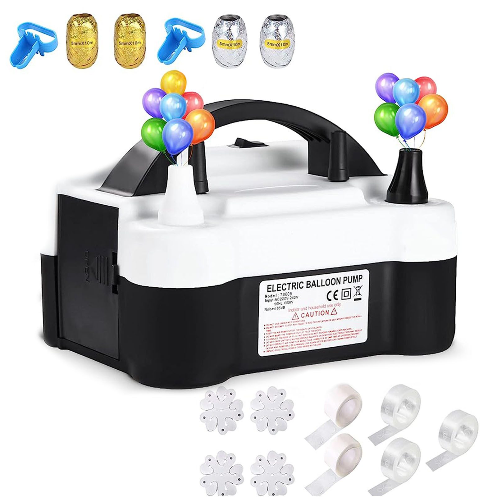 Elektropumpe 600W Luftballonpumpe, Ballonpumpe mit 2 Aufblasmodi