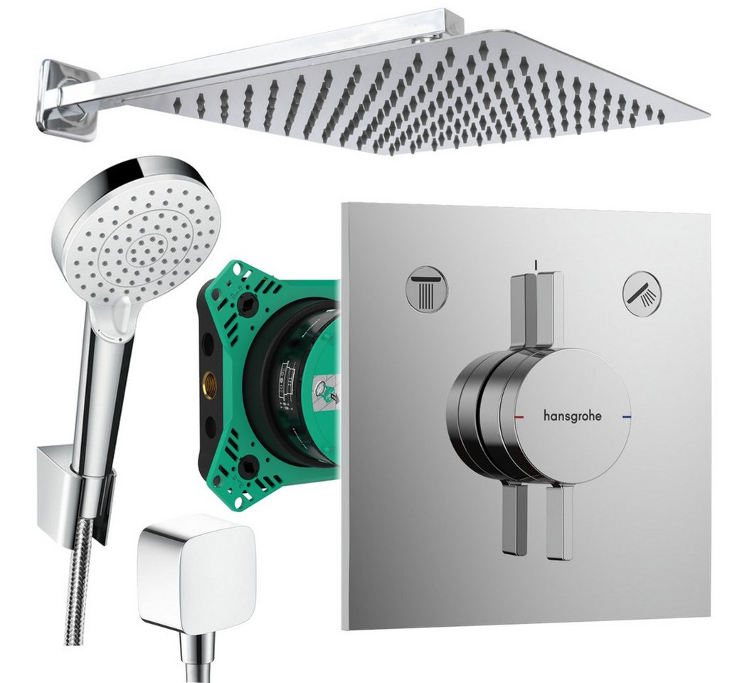 Hansgrohe und Jowi Duscharmatur Unterputz Duschsystem mit Kopfbrause, DuoTurn E Duscharmatur (Unterputz-Duschsystem) Edelstahl Kopfbrause und Brausearm