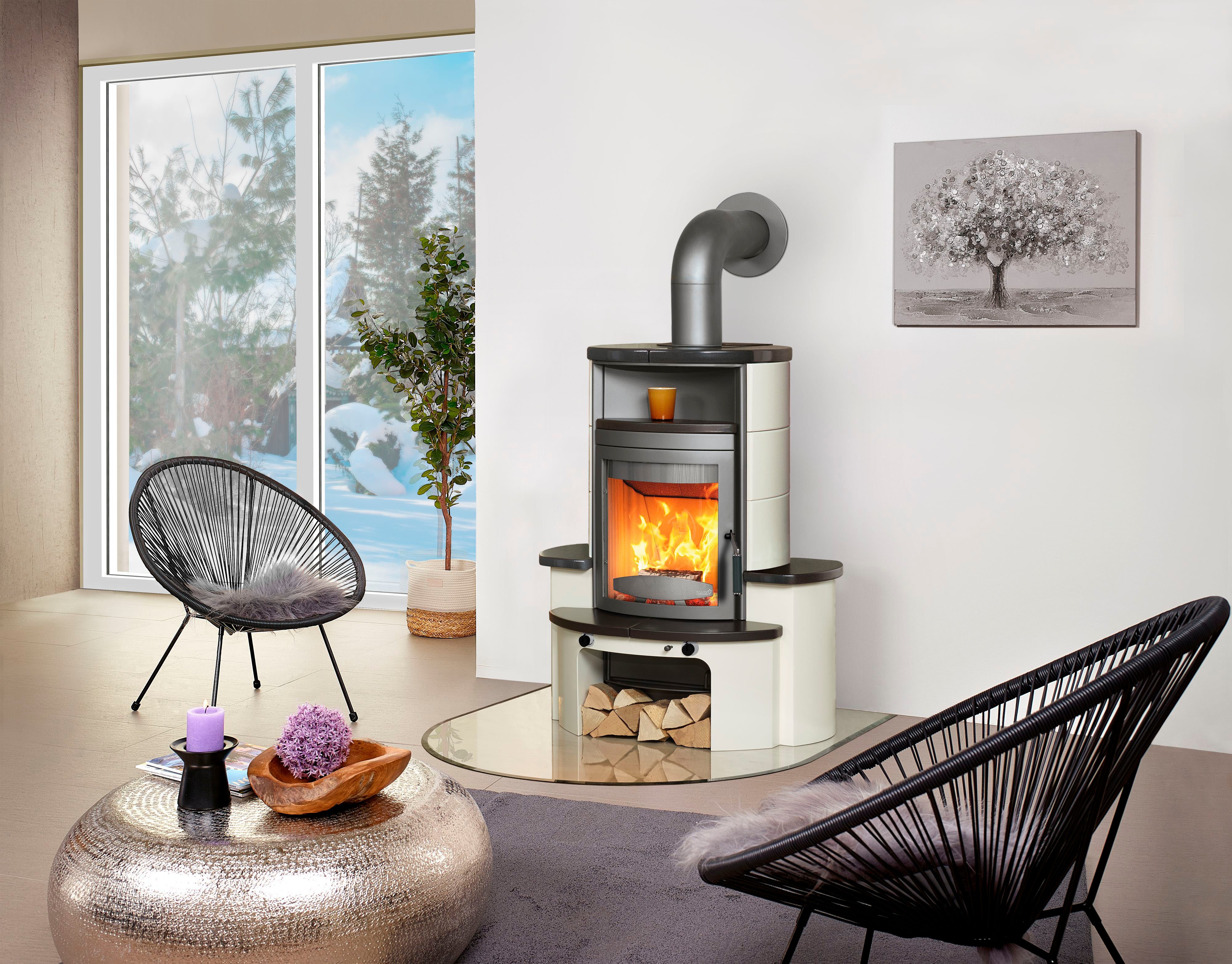 HARK Kaminofen »Avenso GT ECOplus 8 kW«, 8 kW, Dauerbrand, Cr.Weiß/M.Schwarz, mit EcoPlus Filter