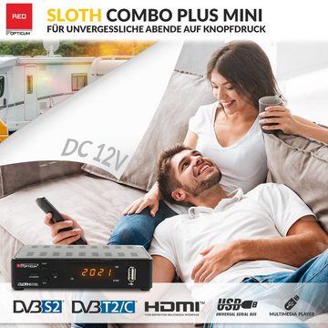 RED OPTICUM Sloth Combo Plus Mini Full HD SAT-Receiver (DVB-C DVB-T2 & DVB-S2 Receiver mit Aufnahmefunktion, HDMI, USB)