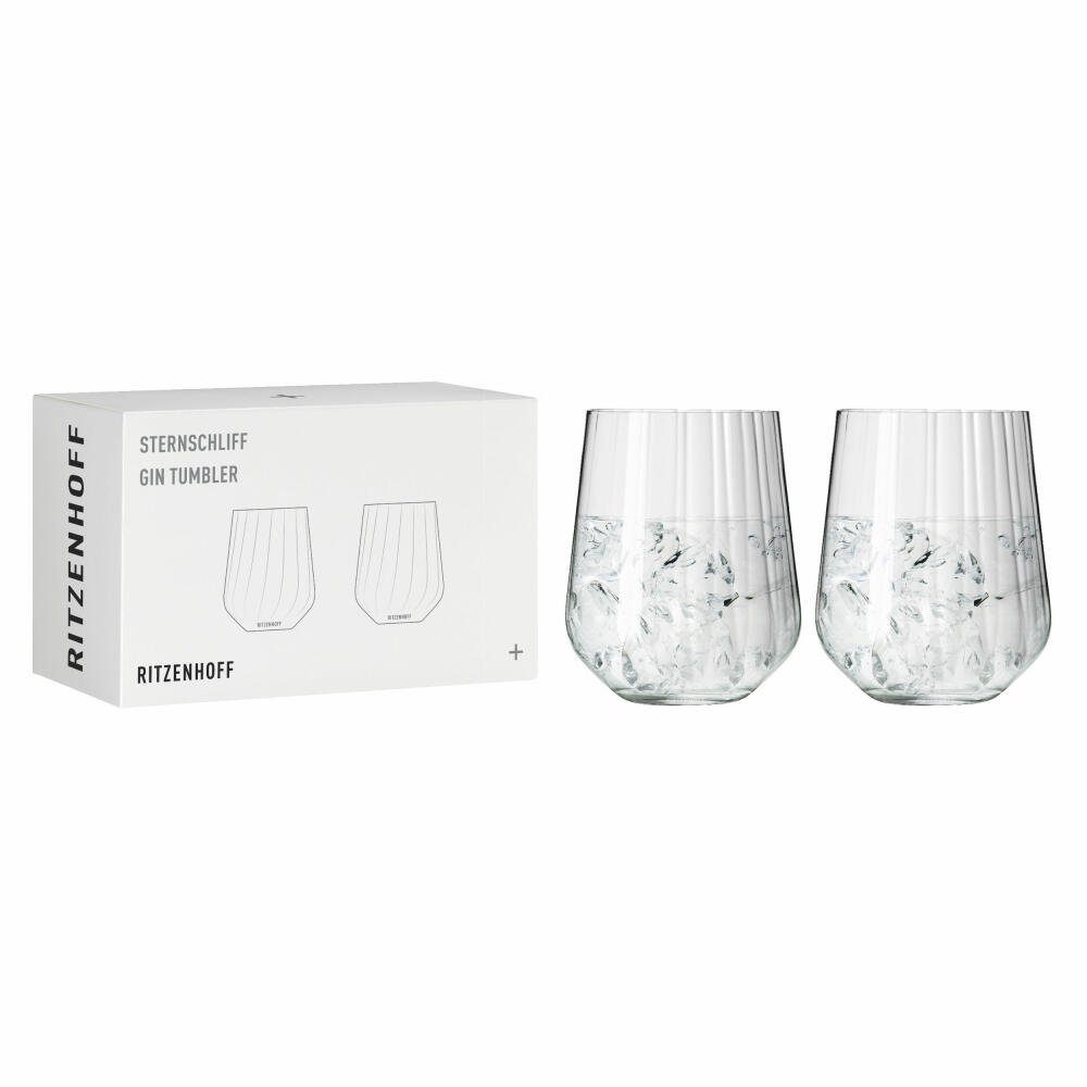 Ritzenhoff Gläser-Set Gin Tumbler 2er-Set Sternschliff 002, Kristallglas, Made in Germany