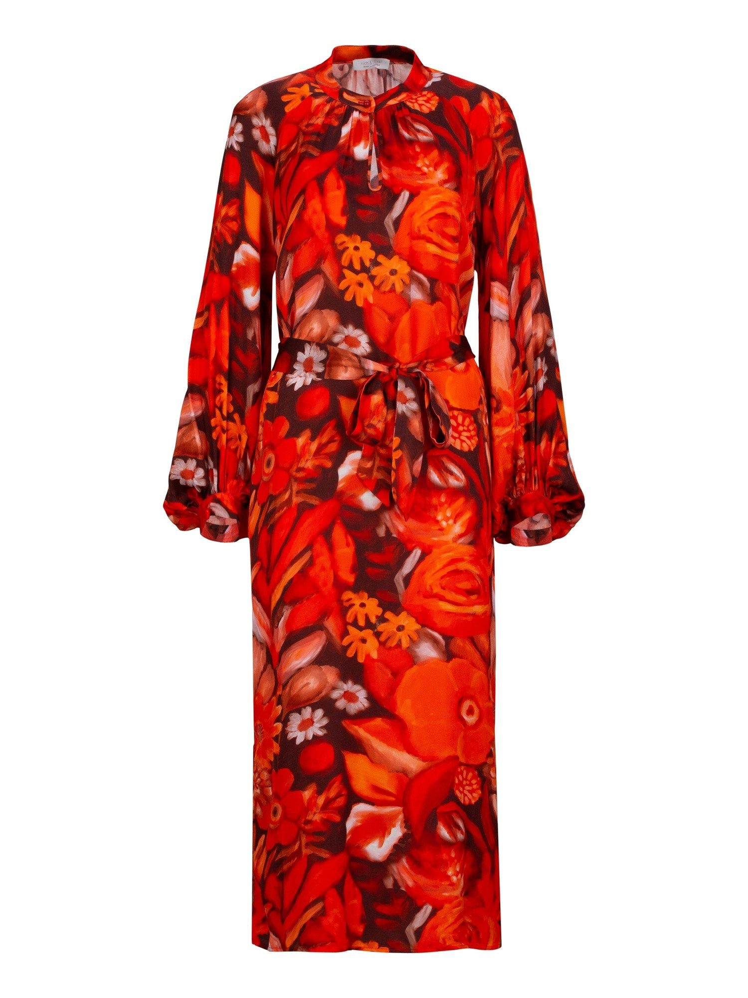 RICHROYAL Sommerkleid D-Kleid aus Viskose-Chiffon mit Blumenmuster und Langarm