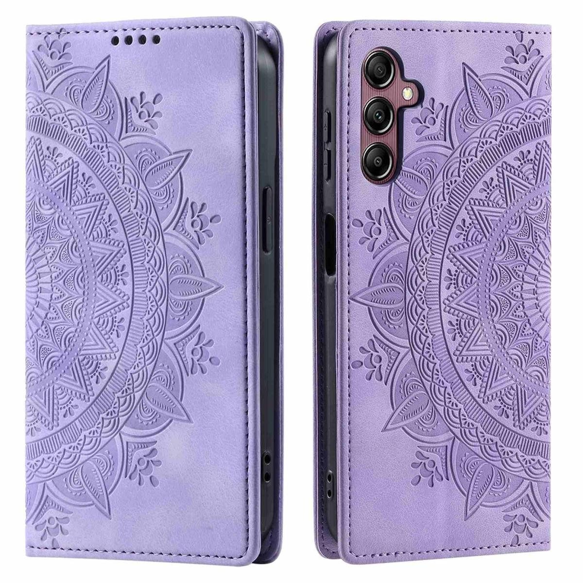 CoverKingz Handyhülle Hülle für Samsung Galaxy A56 Handyhülle Flip Case Cover Tasche Etui 17,0 cm (6,7 Zoll), Klapphülle Schutzhülle mit Kartenfach Schutztasche Motiv Mandala