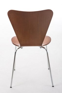 TPFLiving Besucherstuhl Calisso mit ergonomisch geformter Sitzfläche - Konferenzstuhl (Besprechungsstuhl - Warteraumstuhl - Messestuhl), Gestell: Metall chrom - Sitzfläche: Holz braun