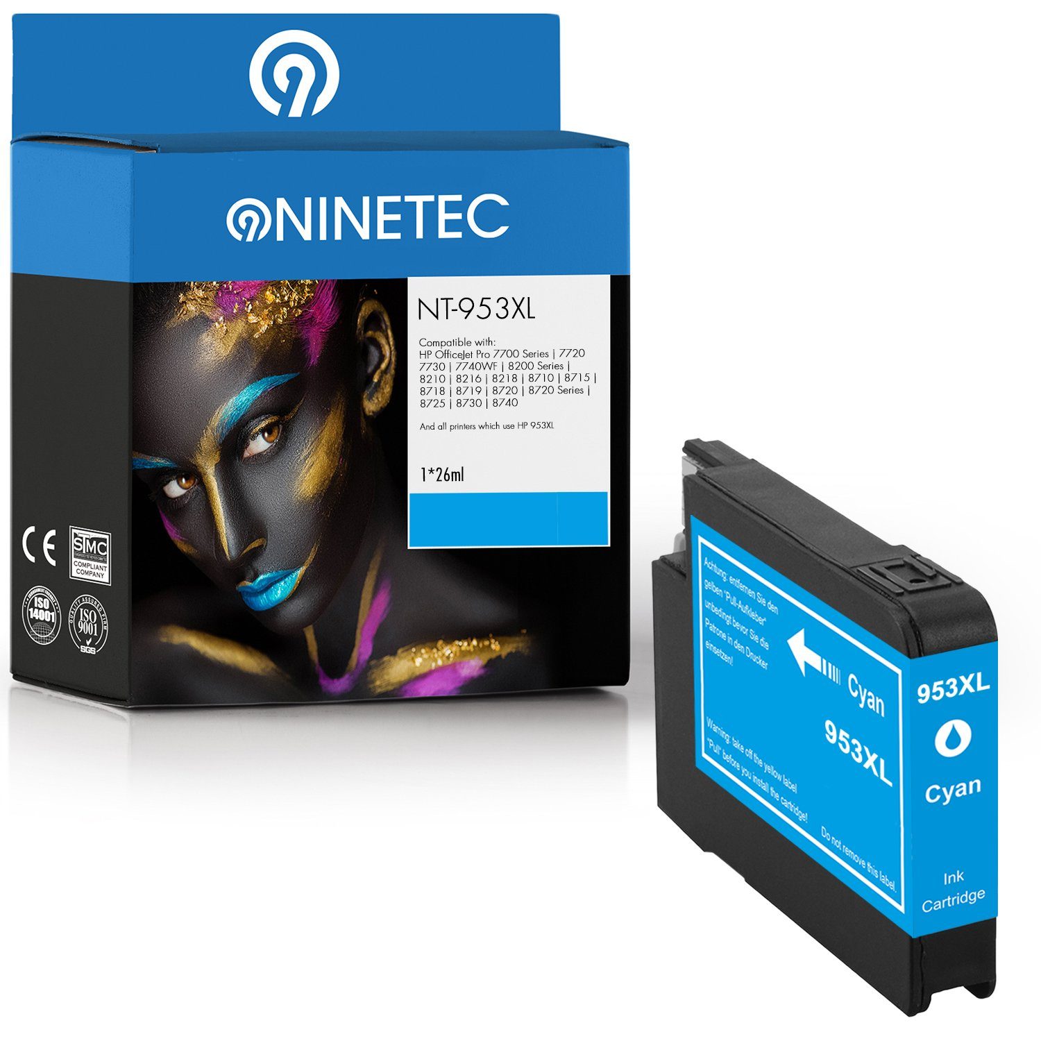 HP 953XL Cyan NINETEC ersetzt Tintenpatrone 953 XL