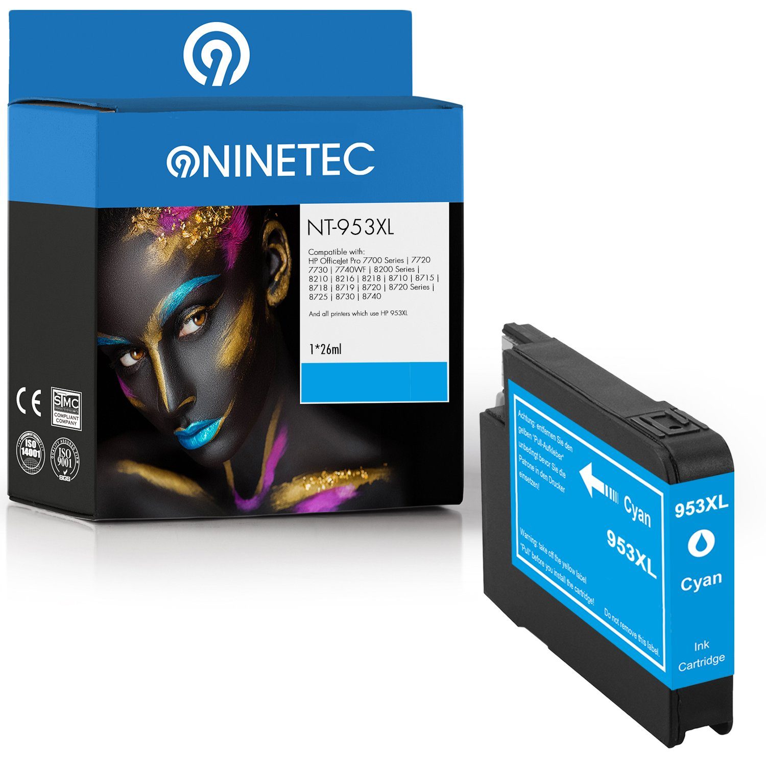 Cyan ersetzt 953XL 953 XL Tintenpatrone NINETEC HP