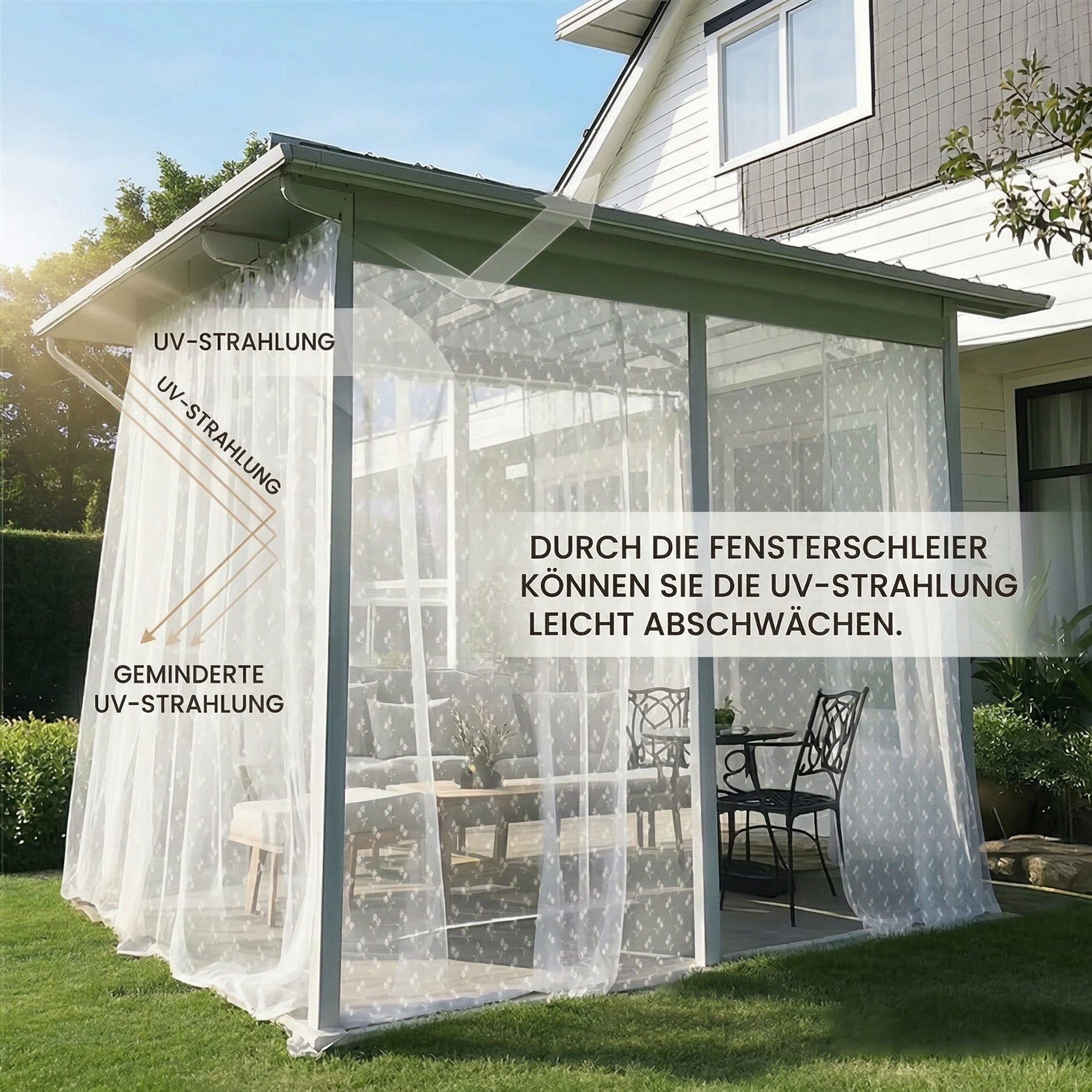 Sunicol Vorhang Floraler Outdoor Vorhang, Moskitonetz mit Kederband, Blumenmuster (1 St), Mesh-Gardine für Nsektenschutz Pavillon, Terrasse, Balkon – Bild 4 von 5