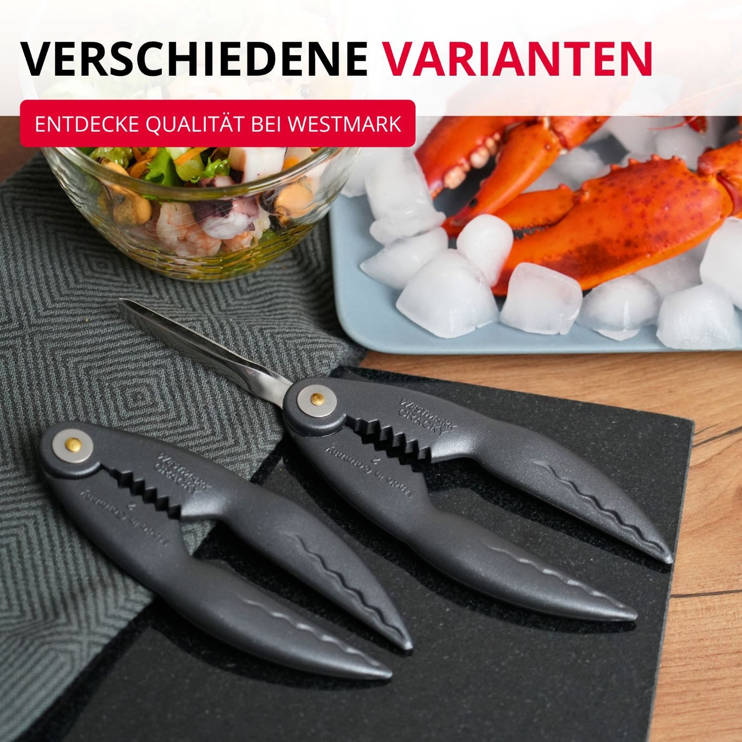 WESTMARK Fischbesteck Hummerknacker mit Pinzette »Cracky-Spezial« Black Edition, Aluminium, Edelstahl, griffige Haptik
