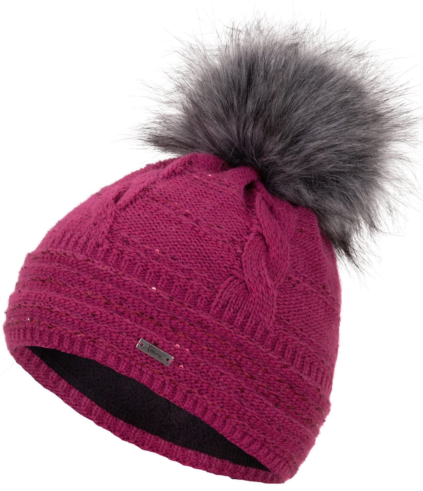 Faera Bommelmütze Wintermütze Damen Herren Mütze Beanie Haube gefüttert Bommelmütze