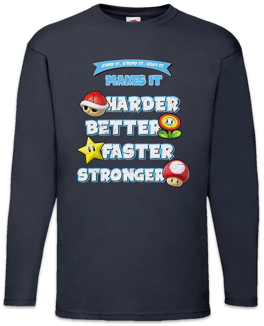 Langarmshirt Jump It Stomp It Grab It Langarm T-Shirt Super Better Gamer Nerd Geek