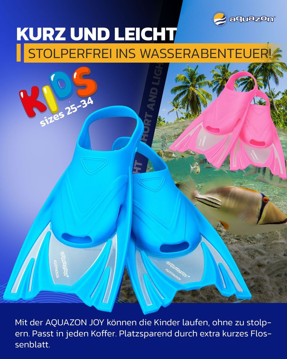 AQUAZON Flosse Kinder Schwimmflossen JOY, leicht anzuziehen in Größen 28 - 35